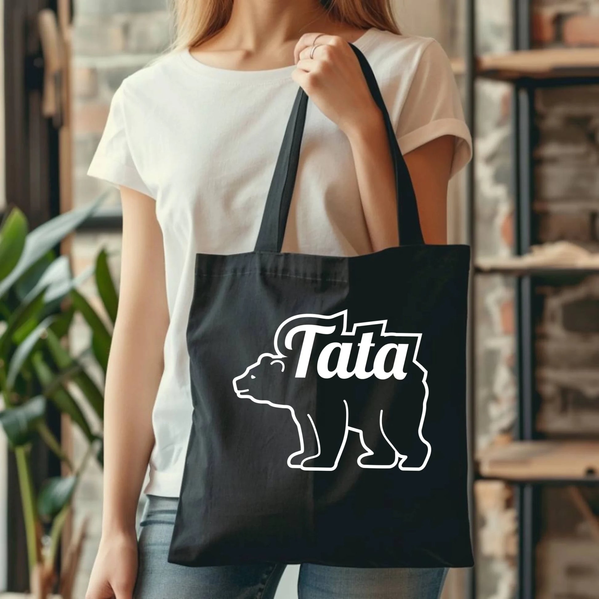 Personalizowana eco torba z nadrukiem dla taty - czarna - prezent dla taty, Dzień Ojca, Święta, Urodziny