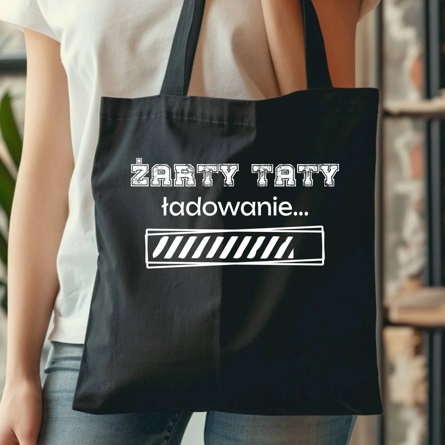 Personalizowana eco torba z nadrukiem dla taty - czarna - prezent dla taty, Dzień Ojca, Święta, Urodziny