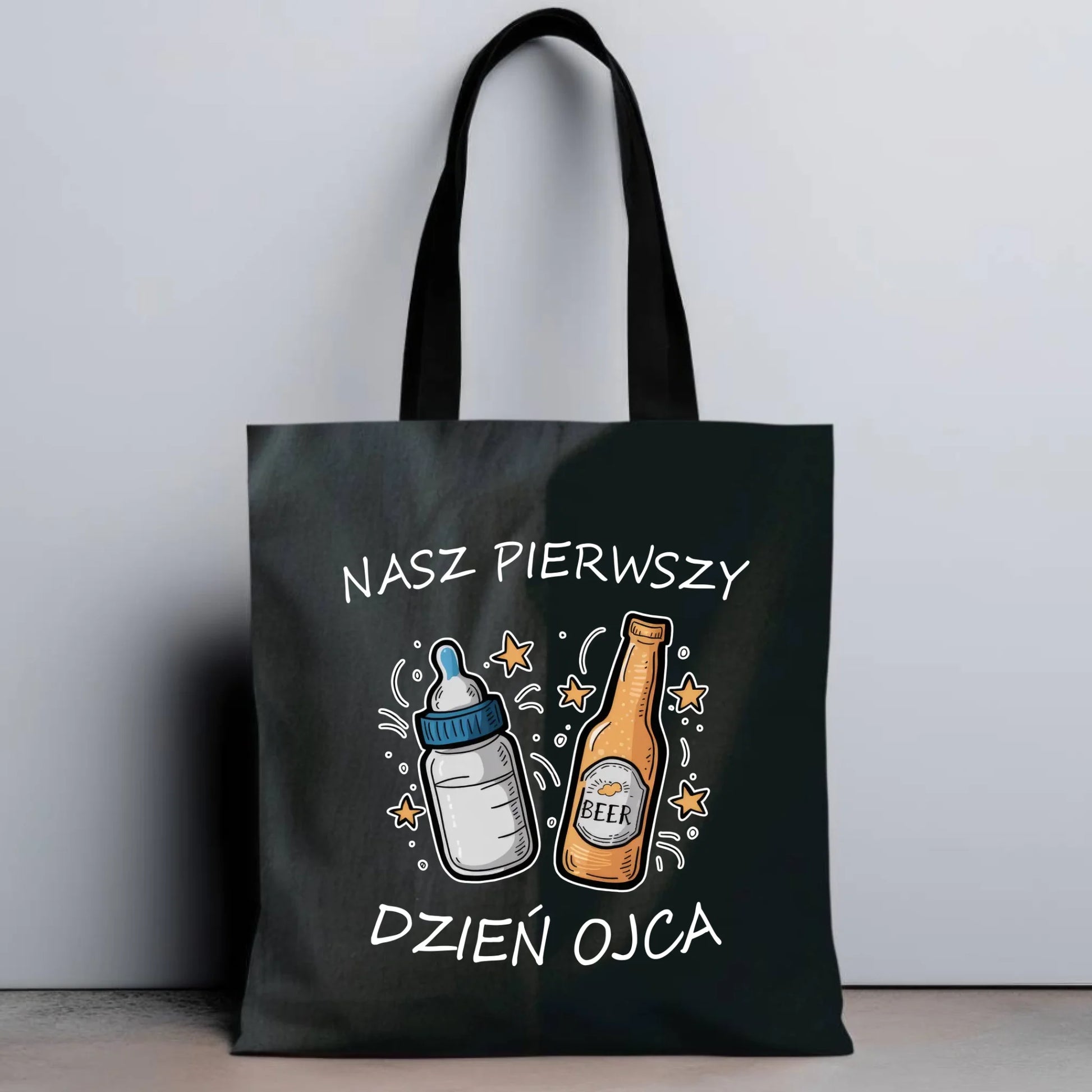 Personalizowana eco torba z nadrukiem dla taty - czarna - prezent dla taty, Dzień Ojca, Święta, Urodziny