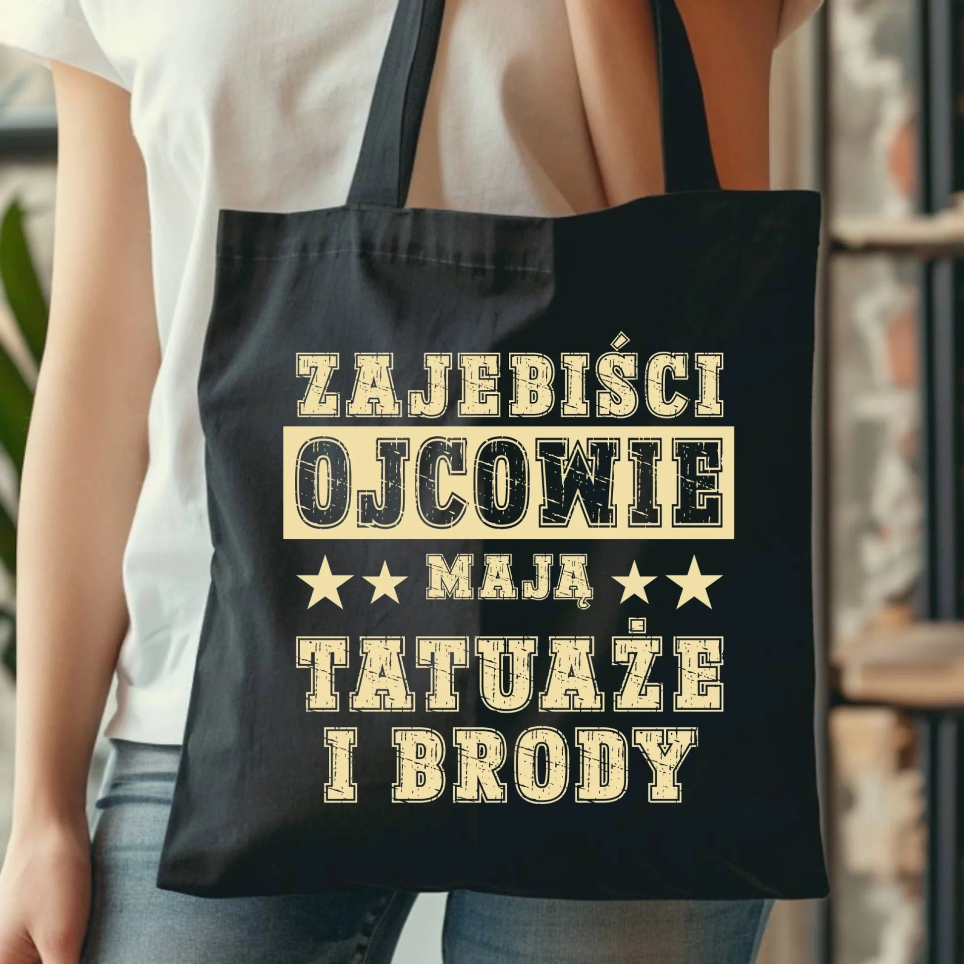 Personalizowana eco torba z nadrukiem dla taty - czarna - prezent dla taty, Dzień Ojca, Święta, Urodziny