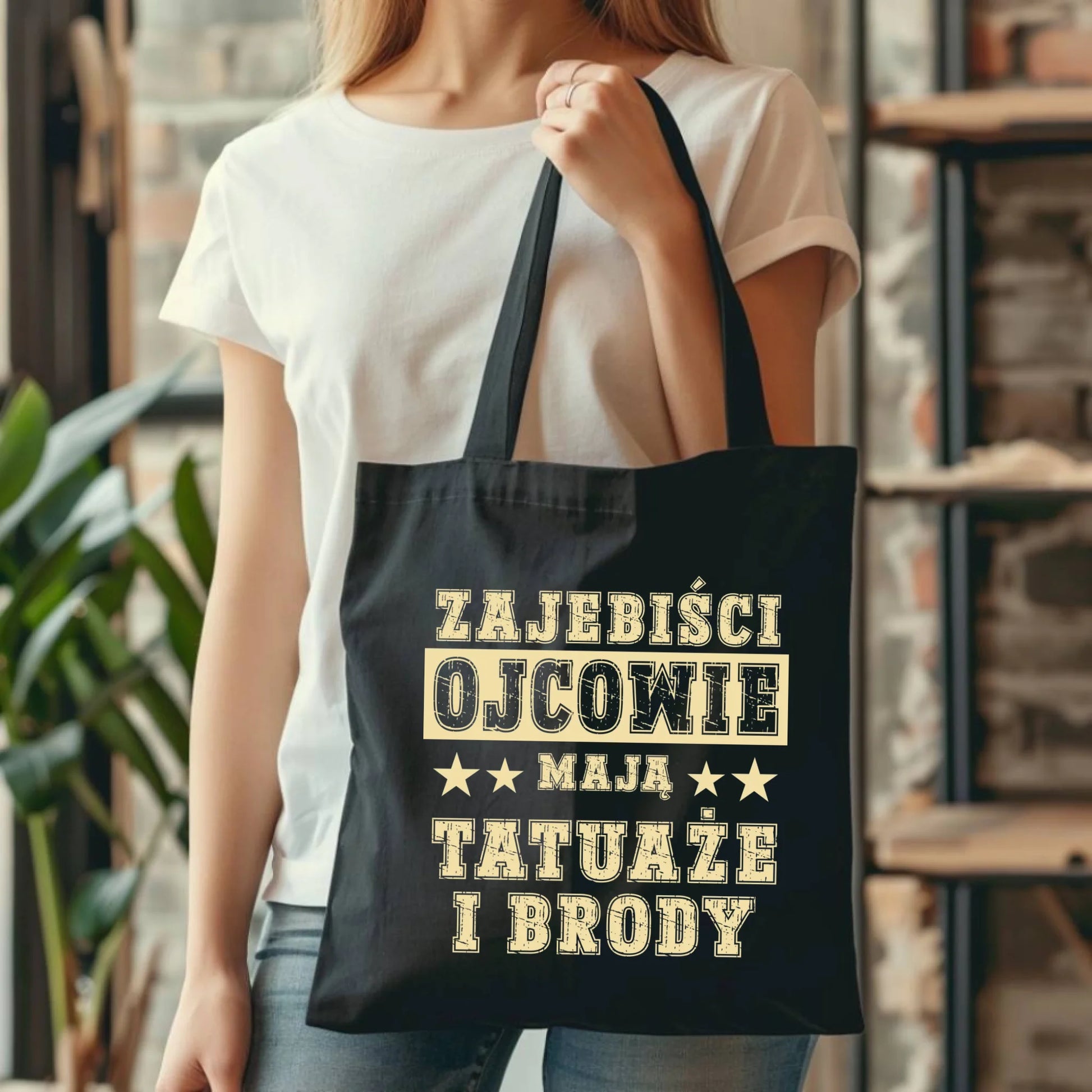 Personalizowana eco torba z nadrukiem dla taty - czarna - prezent dla taty, Dzień Ojca, Święta, Urodziny