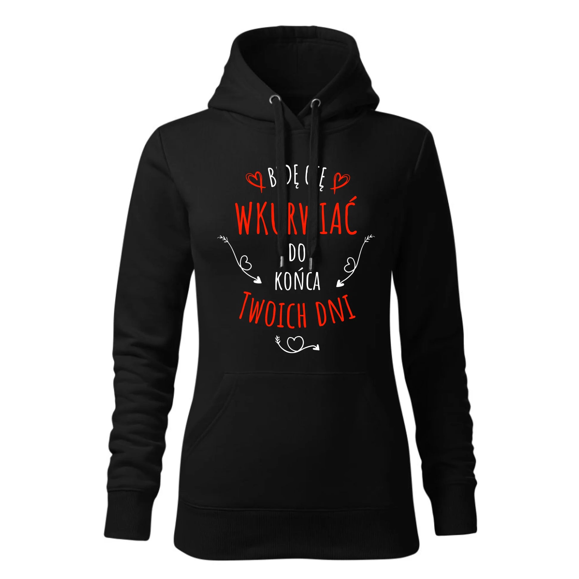 Damska bluza z kapturem czarna - hoodie - StoryCups.pl