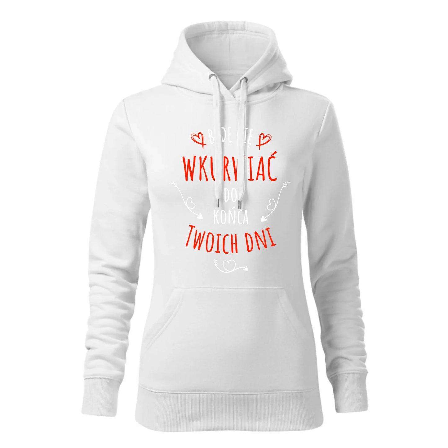 Damska bluza z kapturem biała - hoodie - StoryCups.pl