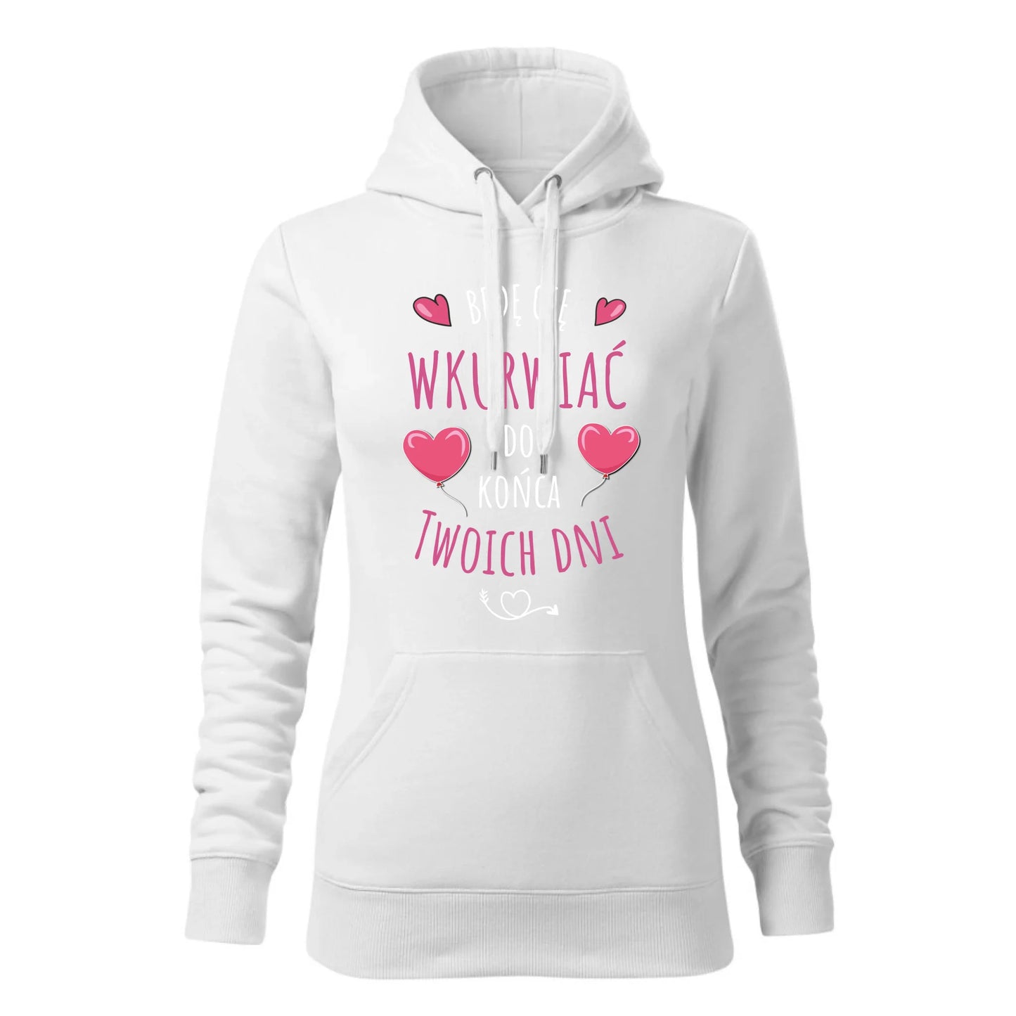 Damska bluza z kapturem biała - hoodie - StoryCups.pl