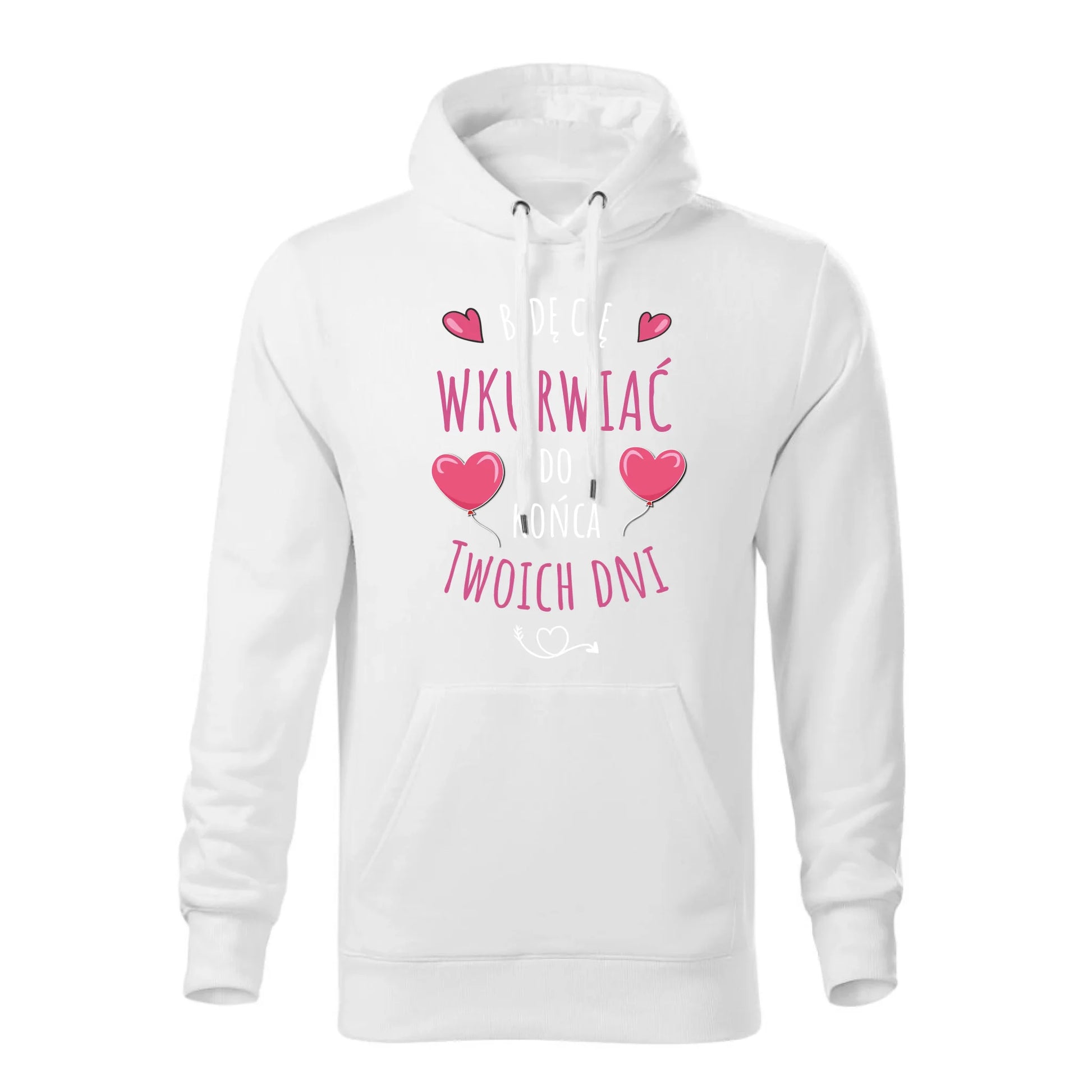 Personalizowana jesienna bluza z kapturem na prezent - biała - nadruk - hoodie