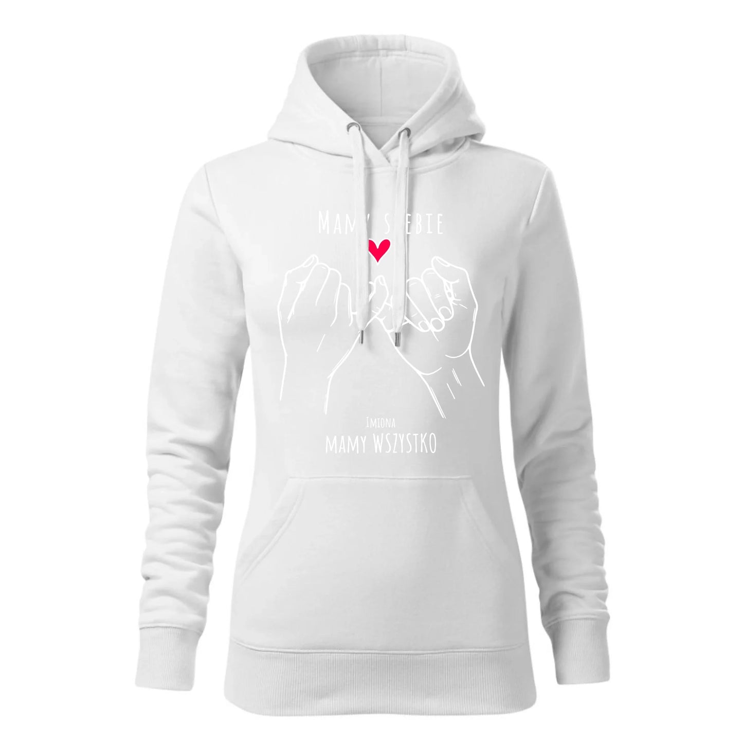 Damska bluza z kapturem biała - hoodie - StoryCups.pl