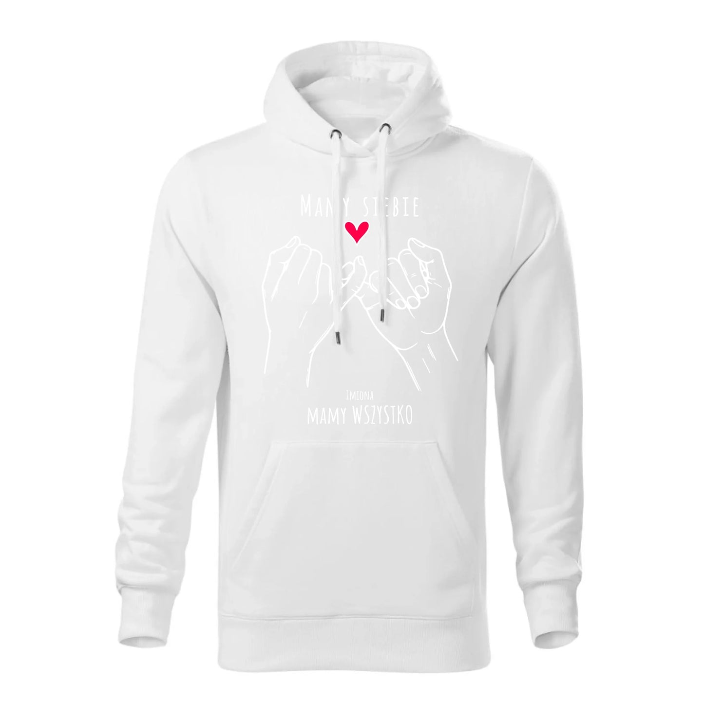 Personalizowana jesienna bluza z kapturem na prezent - biała - nadruk - hoodie