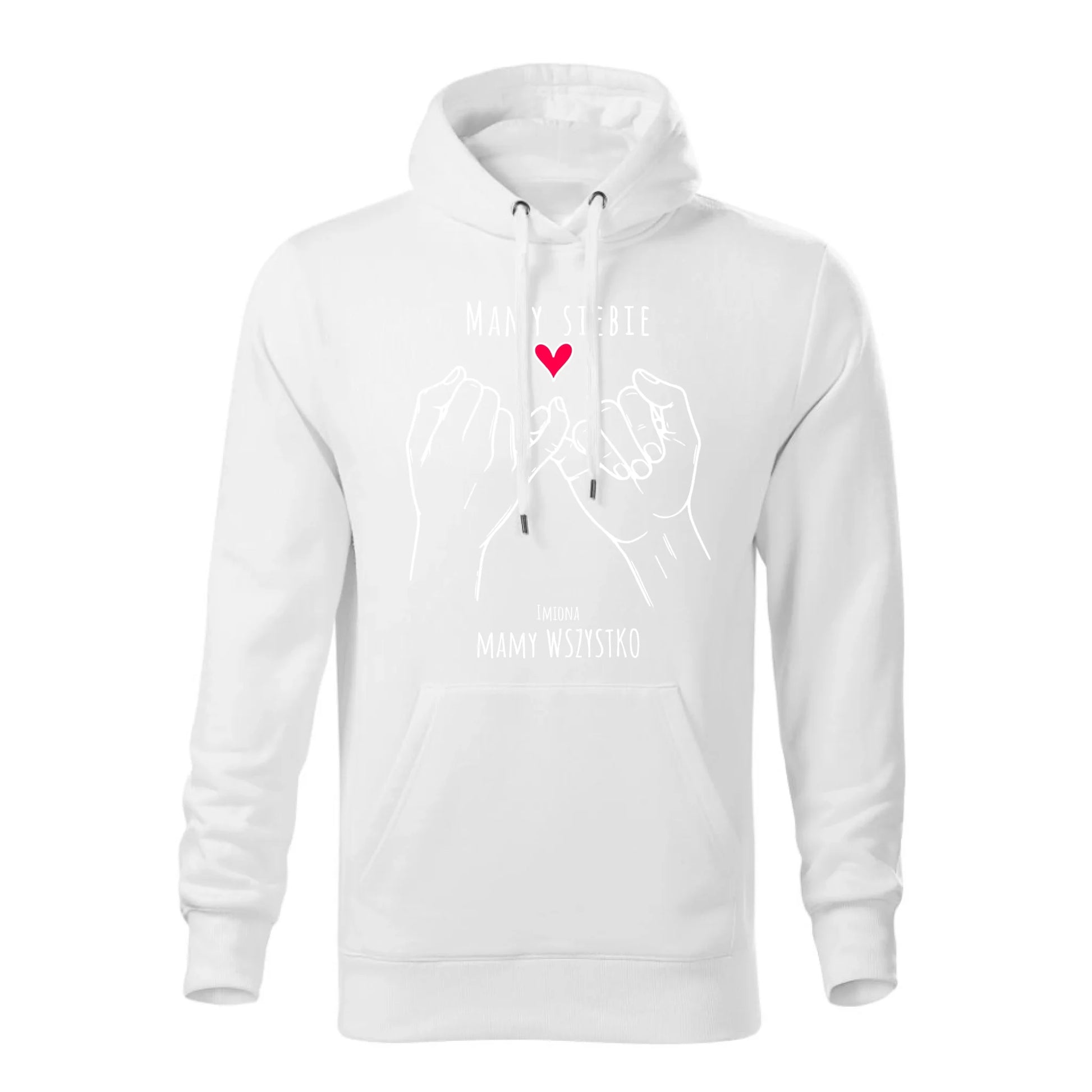 Personalizowana jesienna bluza z kapturem na prezent - biała - nadruk - hoodie