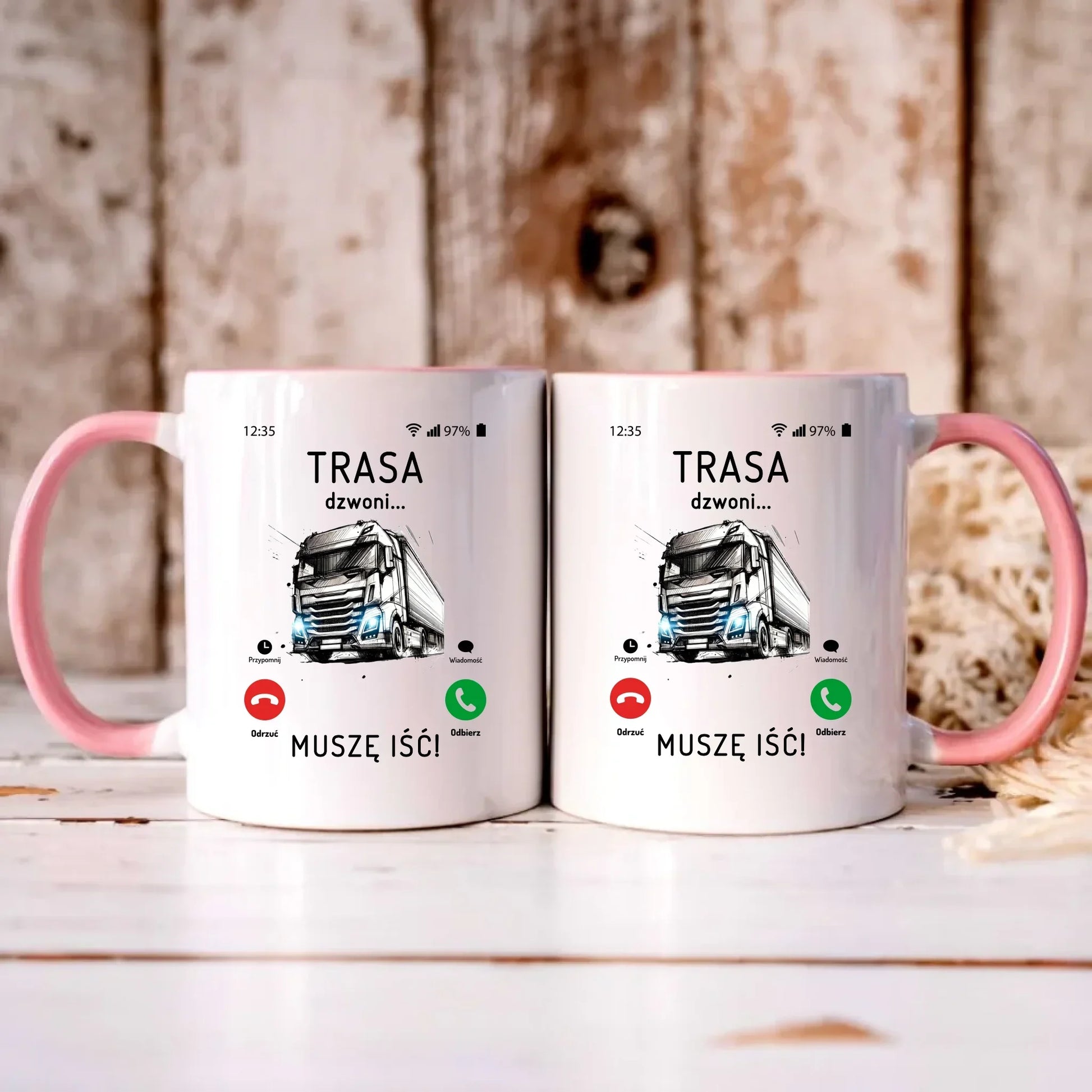 Trasa dzwoni muszę iść | Kubek dla kierowcy tira ZKT03 - StoryCups.pl