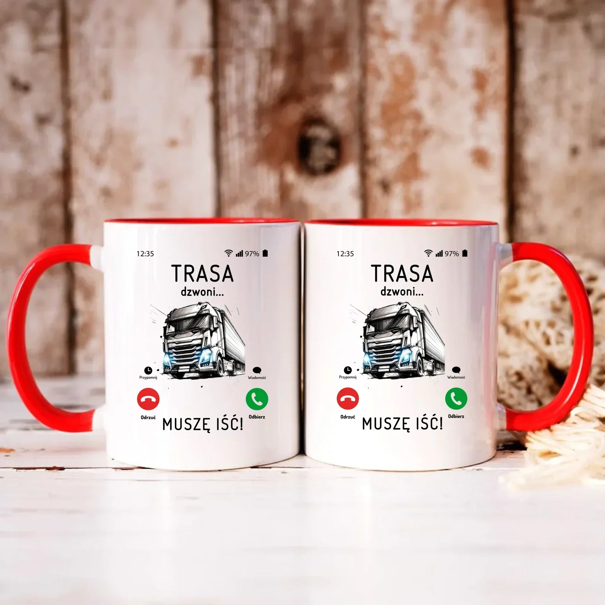 Trasa dzwoni muszę iść | Kubek dla kierowcy tira ZKT03 - StoryCups.pl