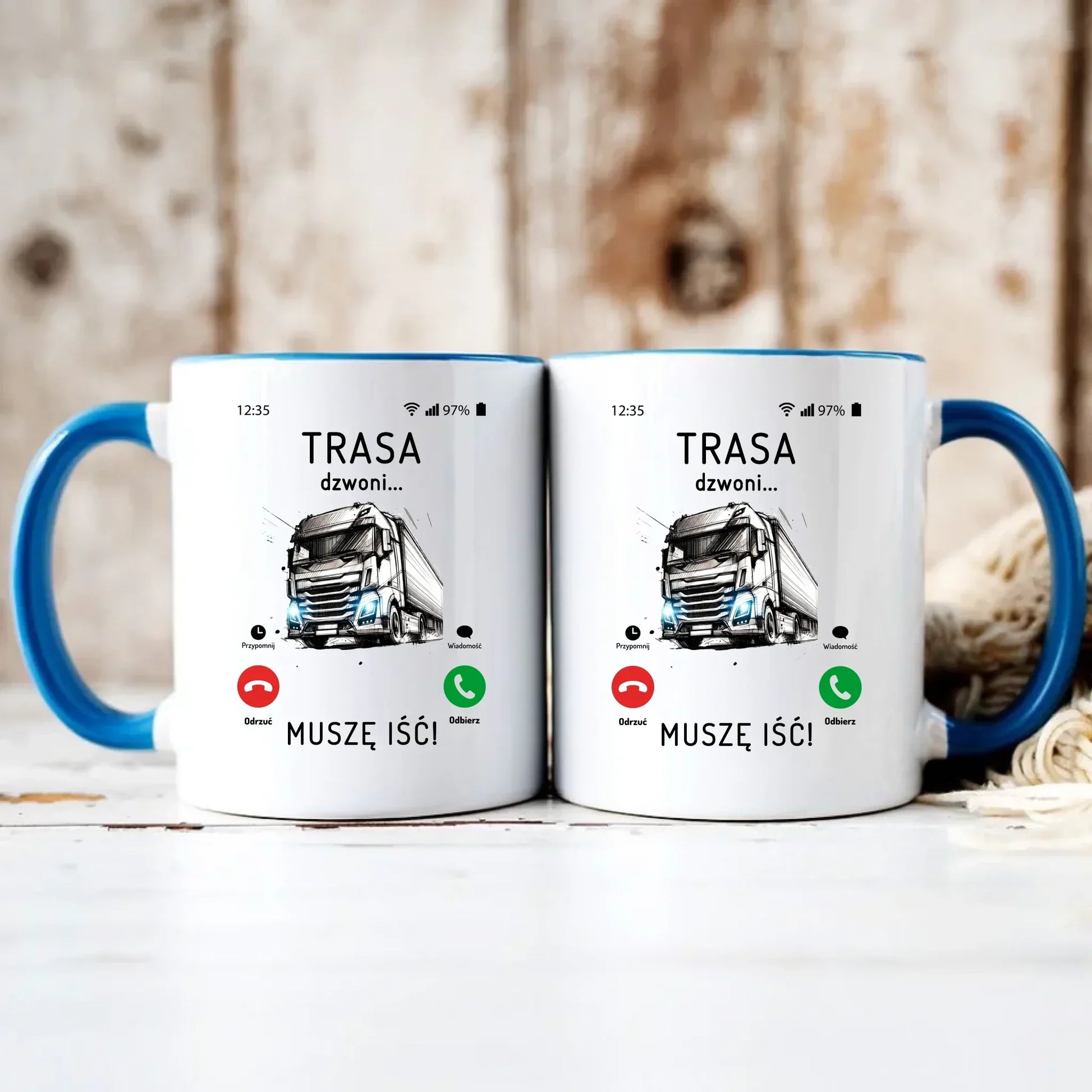 Trasa dzwoni muszę iść | Kubek dla kierowcy tira ZKT03 - StoryCups.pl