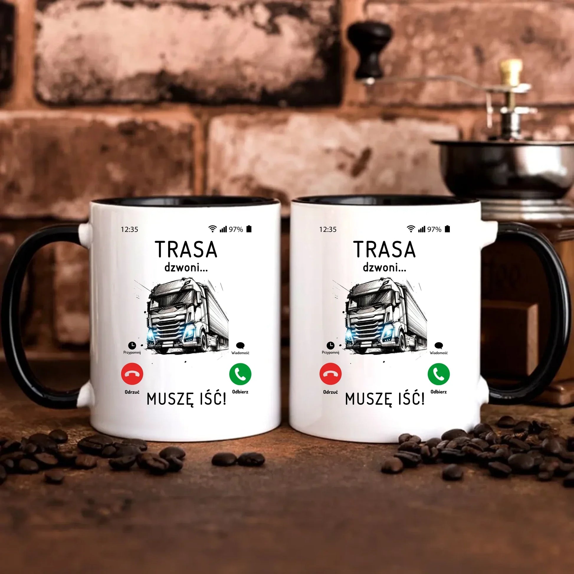 Trasa dzwoni muszę iść | Kubek dla kierowcy tira ZKT03 - StoryCups.pl