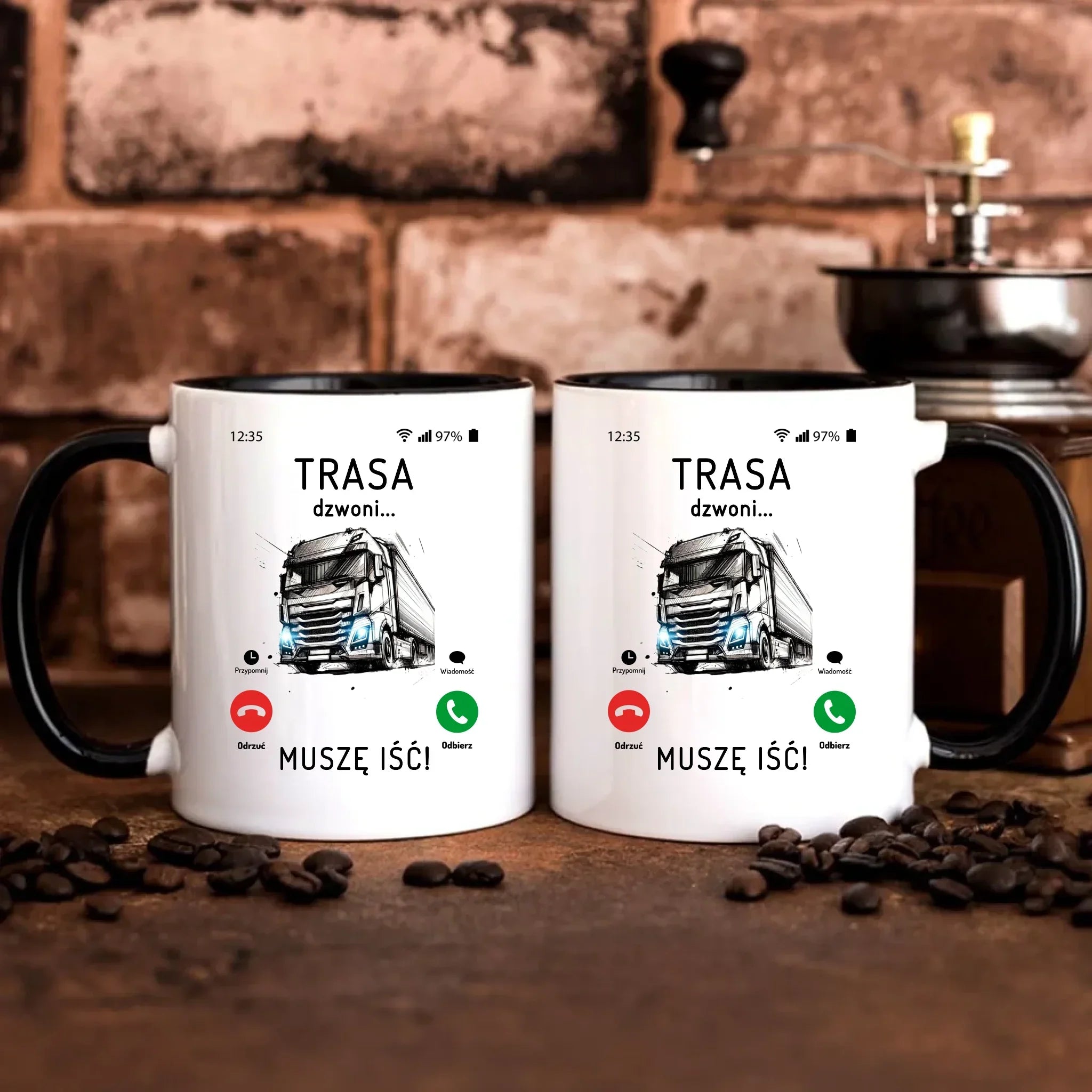 Trasa dzwoni muszę iść | Kubek dla kierowcy tira ZKT03 - StoryCups.pl