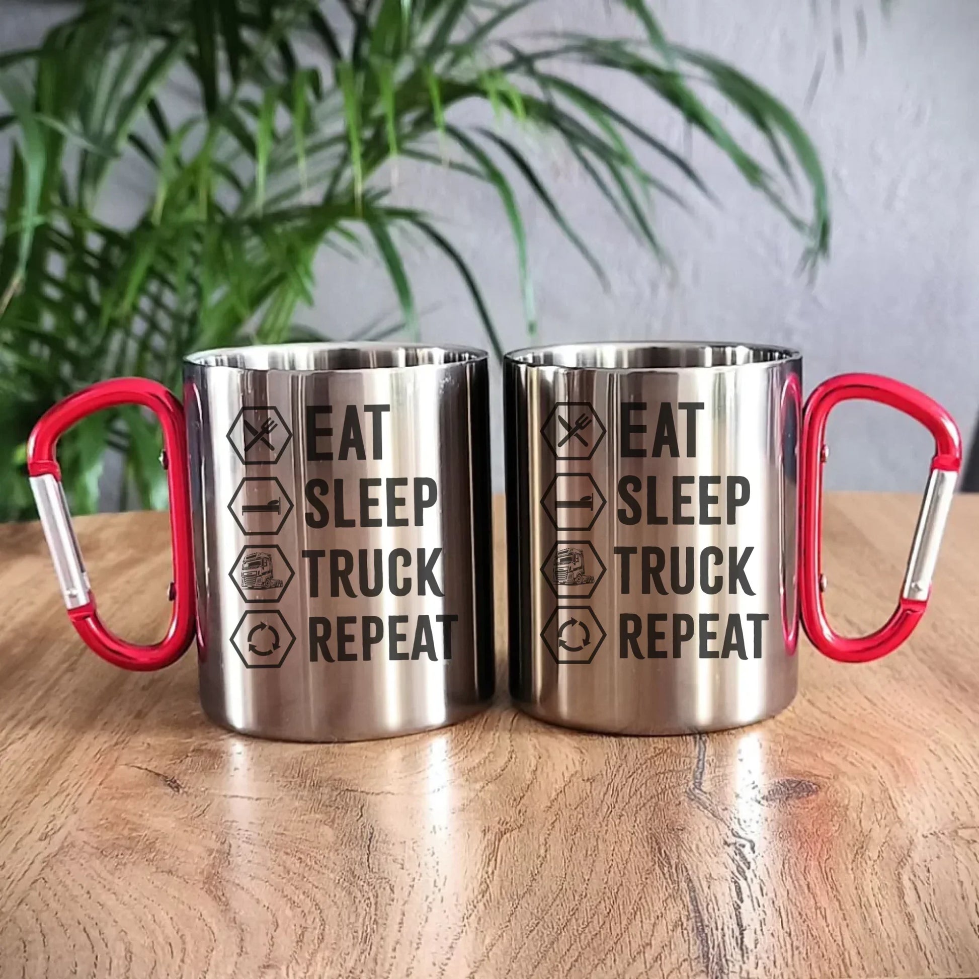 Eat Sleep Truck Repeat | Metalowy kubek dla kierowcy tira ZKT05 - StoryCups.pl