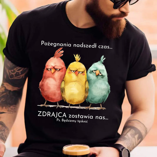 Męska koszulka z nadrukiem – personalizowany prezent na odejście z pracy