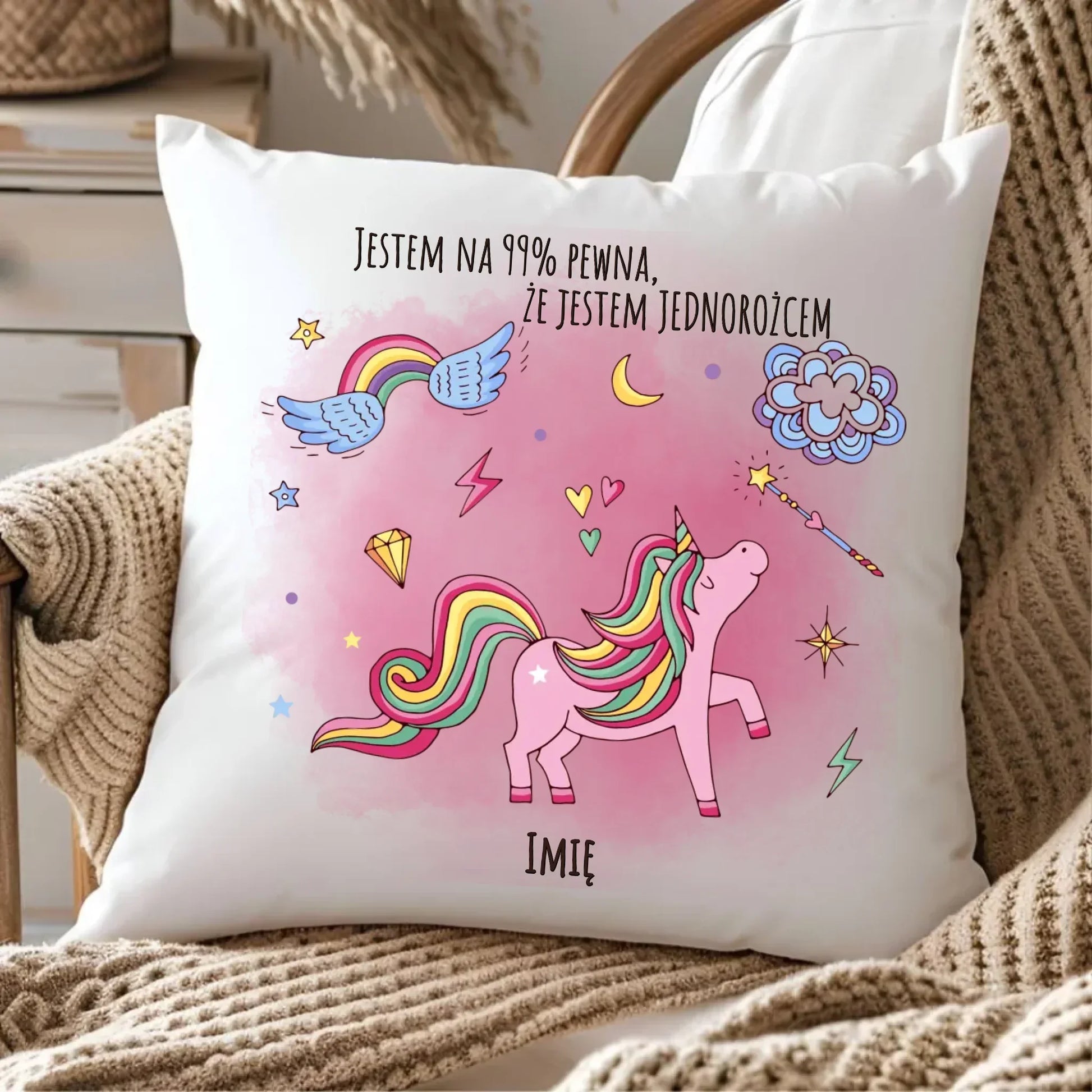 Na 99% jestem jednorożcem | Poduszka dla dziecka DD12 - StoryCups.pl