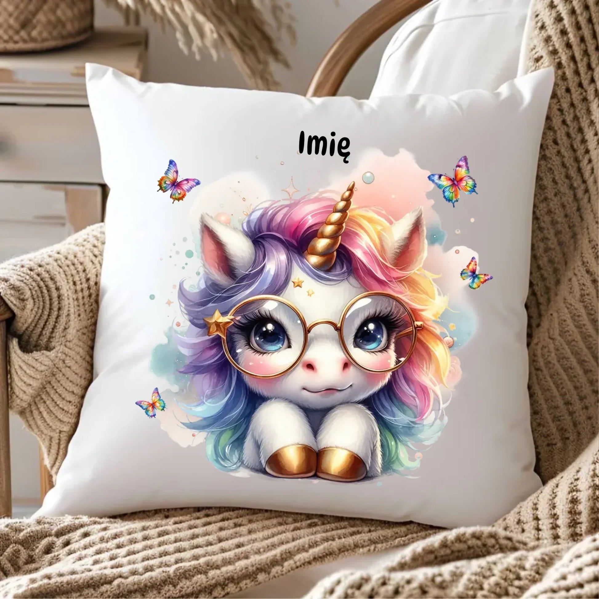Jednorożec ze złotym rogiem | Poduszka dla dziecka DD13 - StoryCups.pl