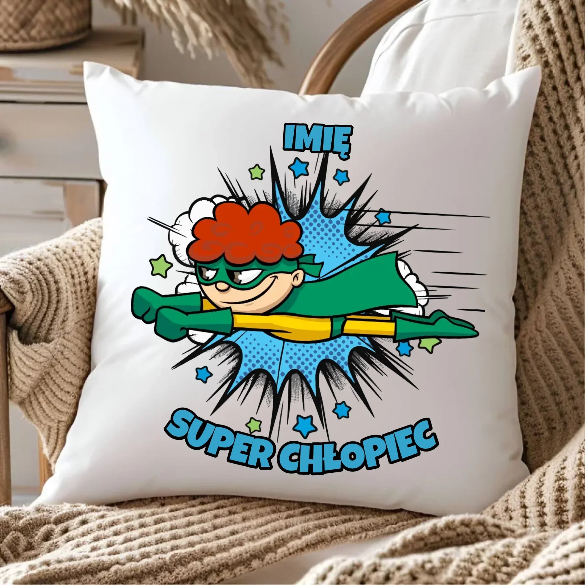 Super Chłopiec | Poduszka z imieniem dla dziecka DD18 - StoryCups.pl