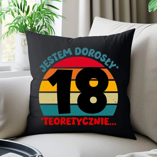 Jestem dorosły 18stka | Poduszka prezent na osiemnastkę U07 - StoryCups.pl