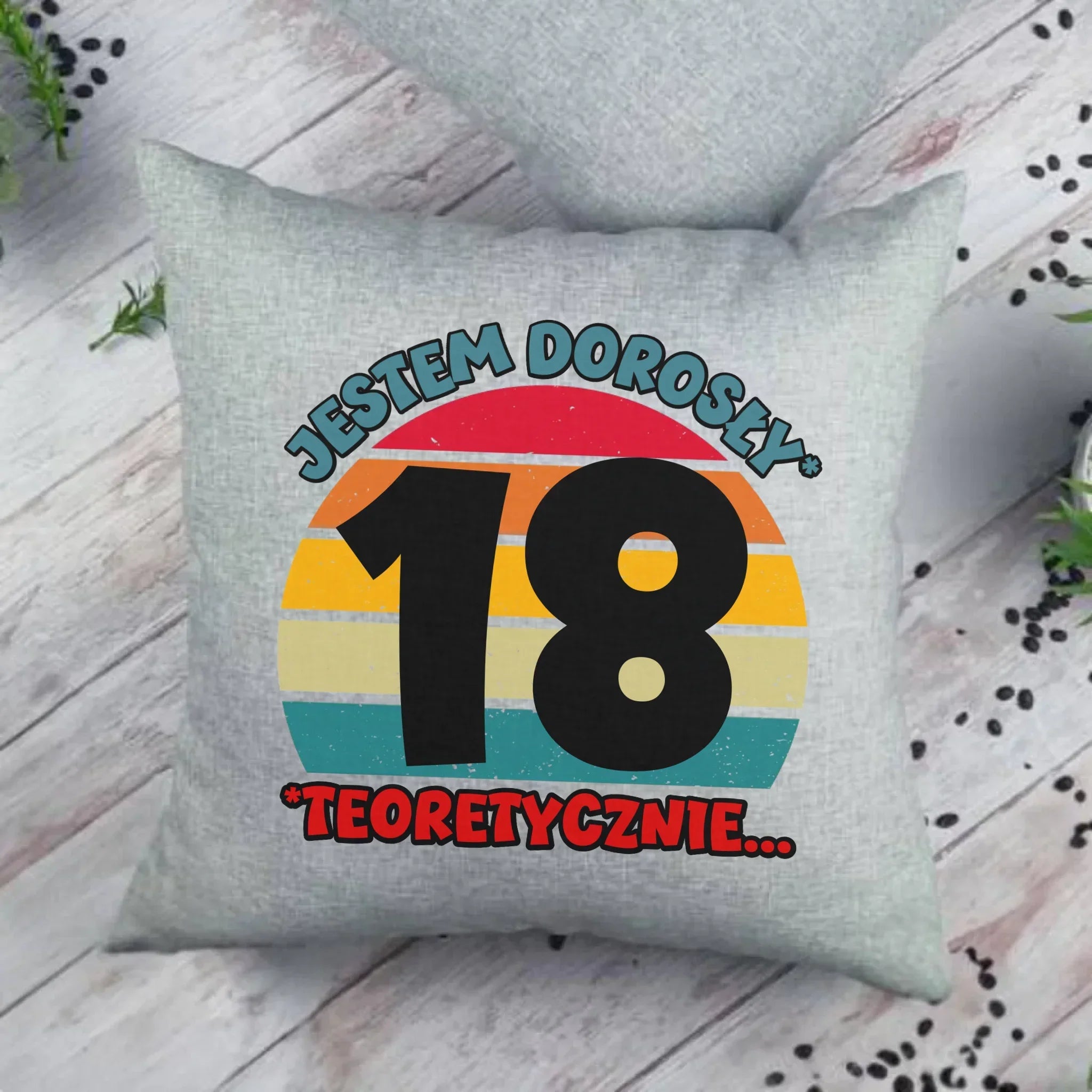 Jestem dorosły 18stka | Poduszka prezent na osiemnastkę U07 - StoryCups.pl