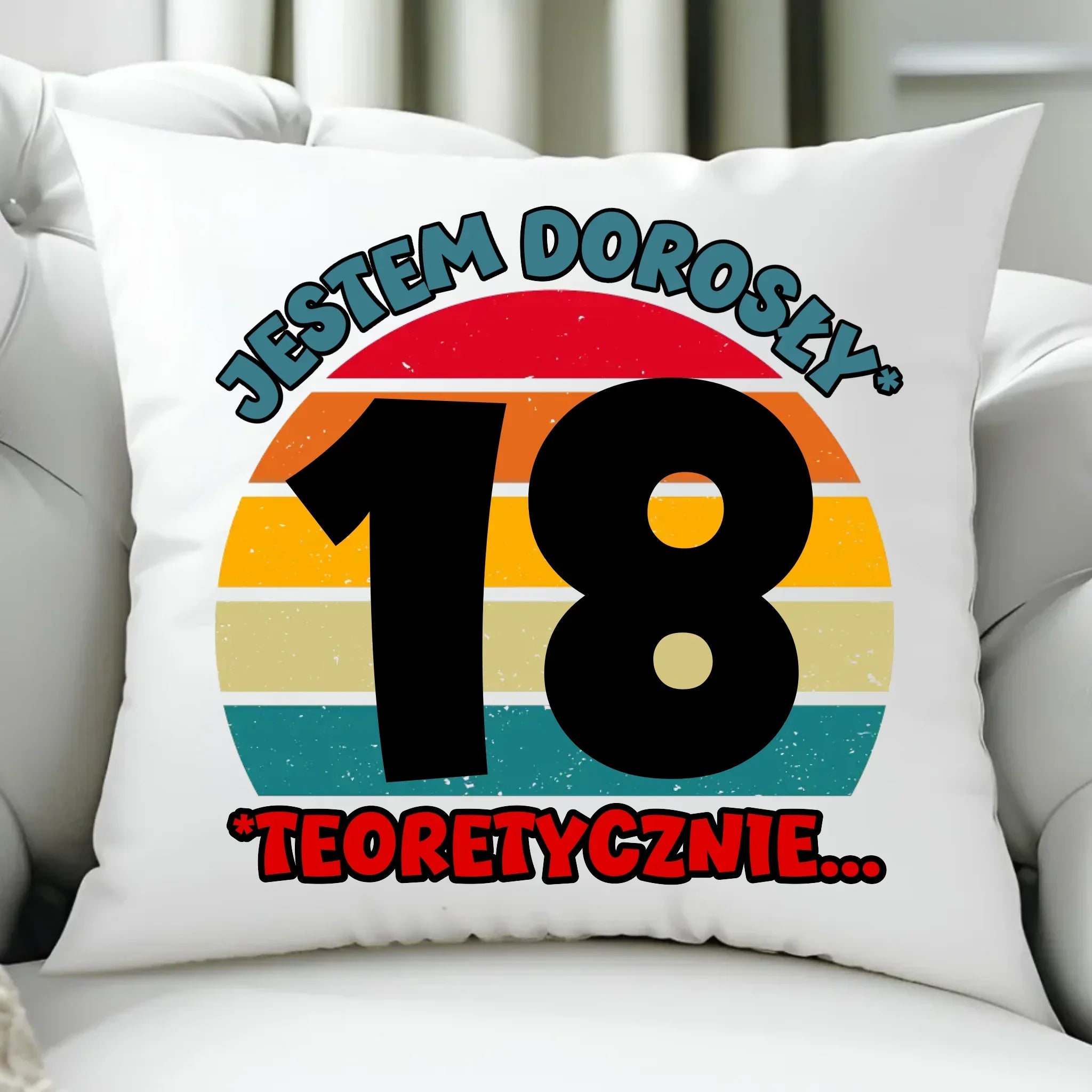 Jestem dorosły 18stka | Poduszka prezent na osiemnastkę U07 - StoryCups.pl