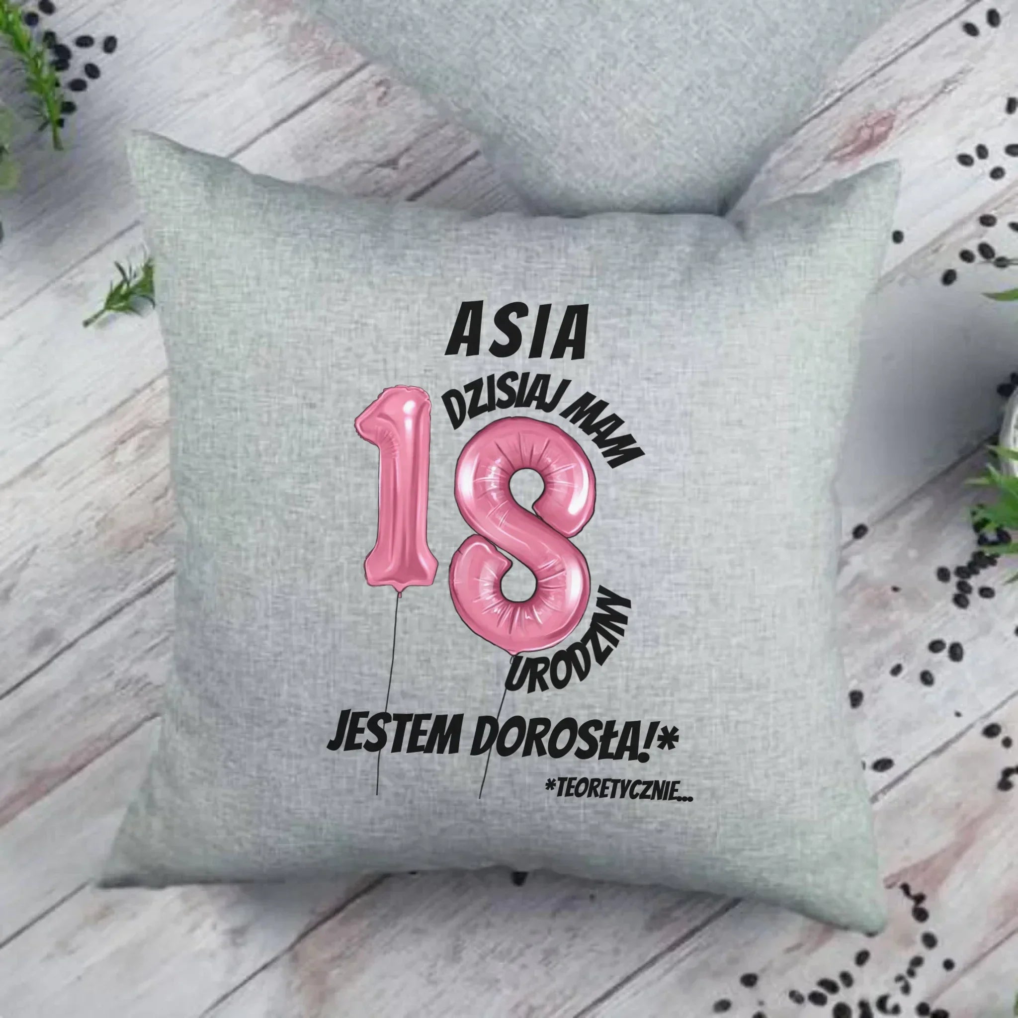 Dzisiaj mam 18. urodziny | Personalizowana poduszka prezent na osiemnastkę U25 - StoryCups.pl