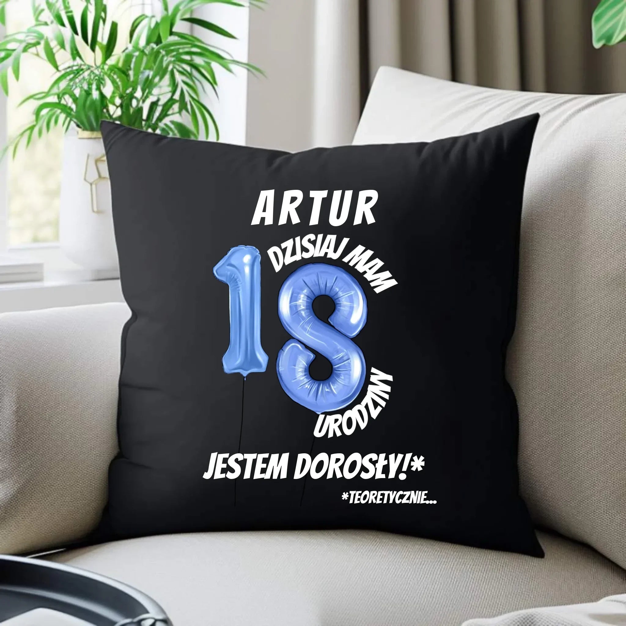 Dzisiaj mam 18. urodziny | Poduszka dekoracyjna prezent na osiemnastkę U27 - StoryCups.pl