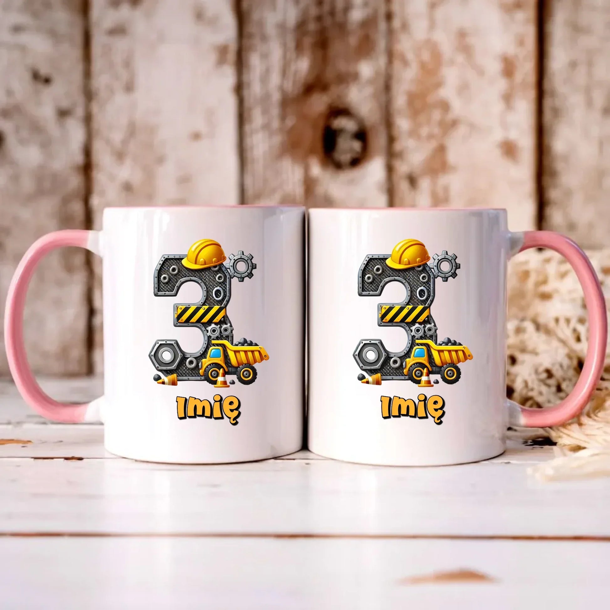 Koparka, konstrukcja | Kubek na 3. urodziny dla chłopca U37 - StoryCups.pl