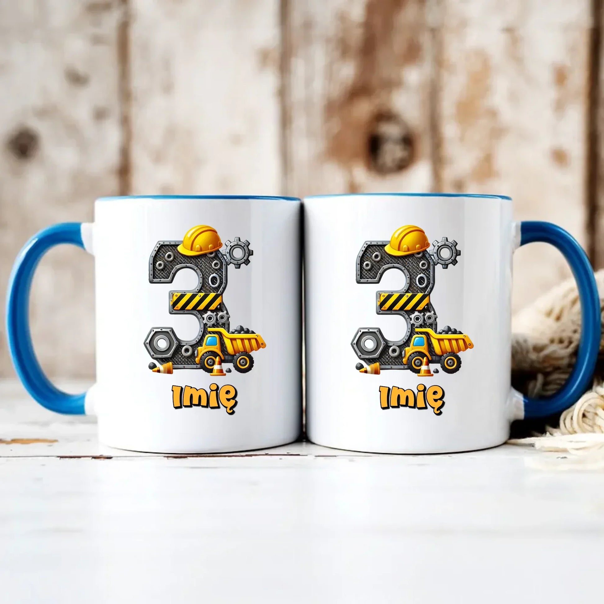 Koparka, konstrukcja | Kubek na 3. urodziny dla chłopca U37 - StoryCups.pl