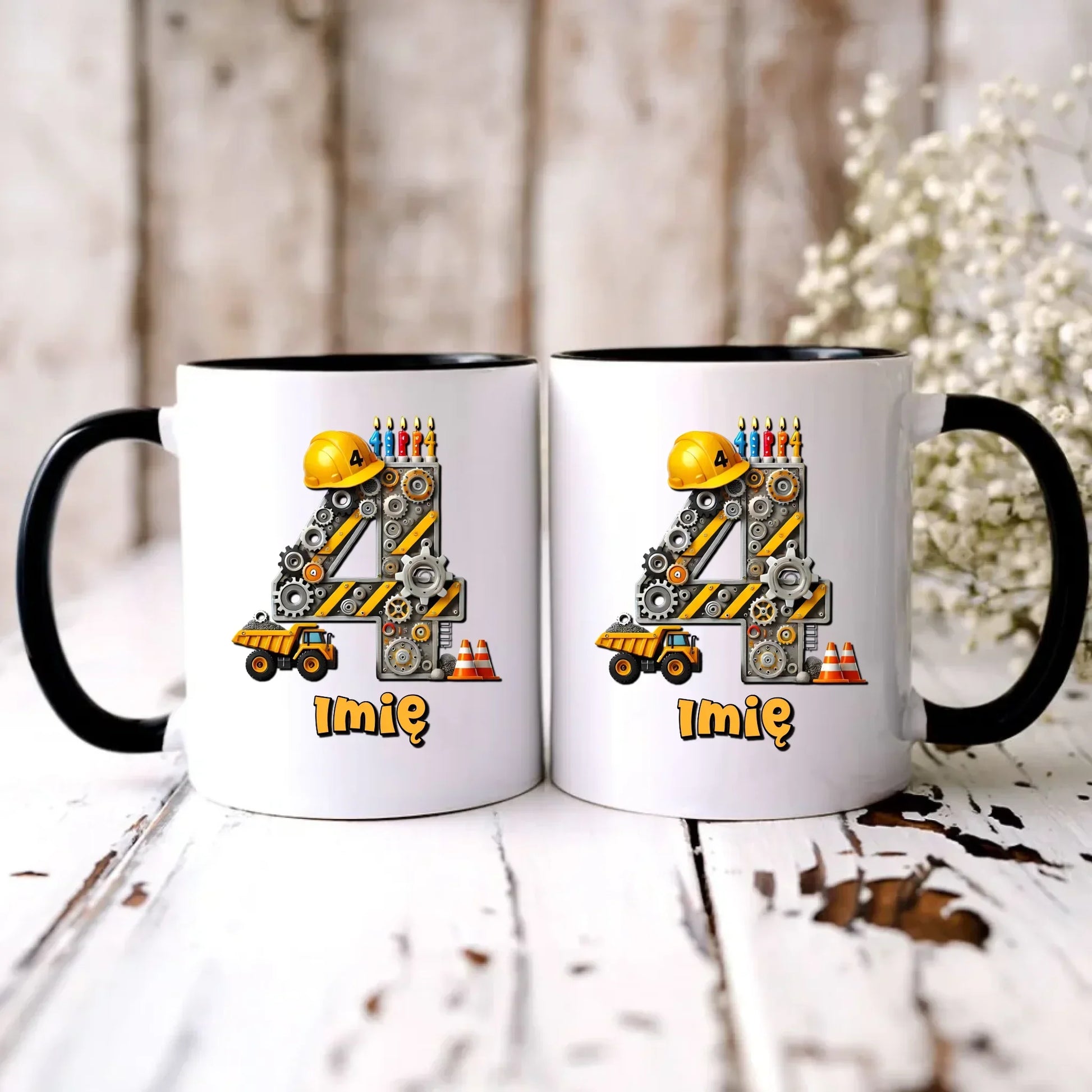 Koparka, konstrukcja | Kubek na 4. urodziny dla chłopca U38 - StoryCups.pl