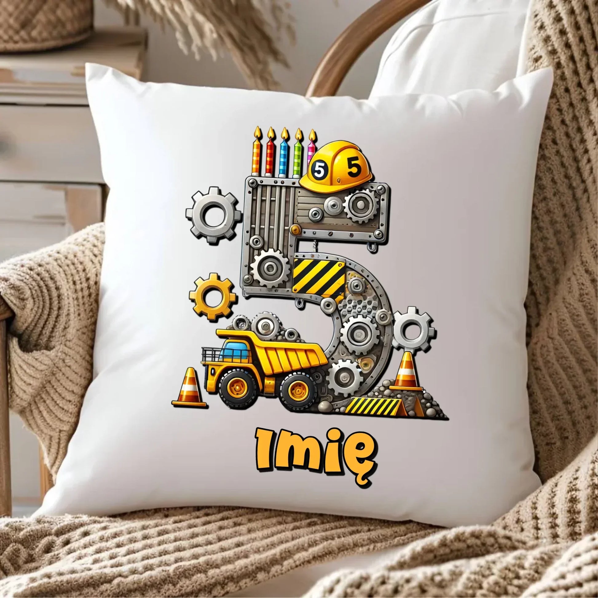 Koparka, konstrukcja | Poduszka na 5. urodziny dla chłopca U39 - StoryCups.pl