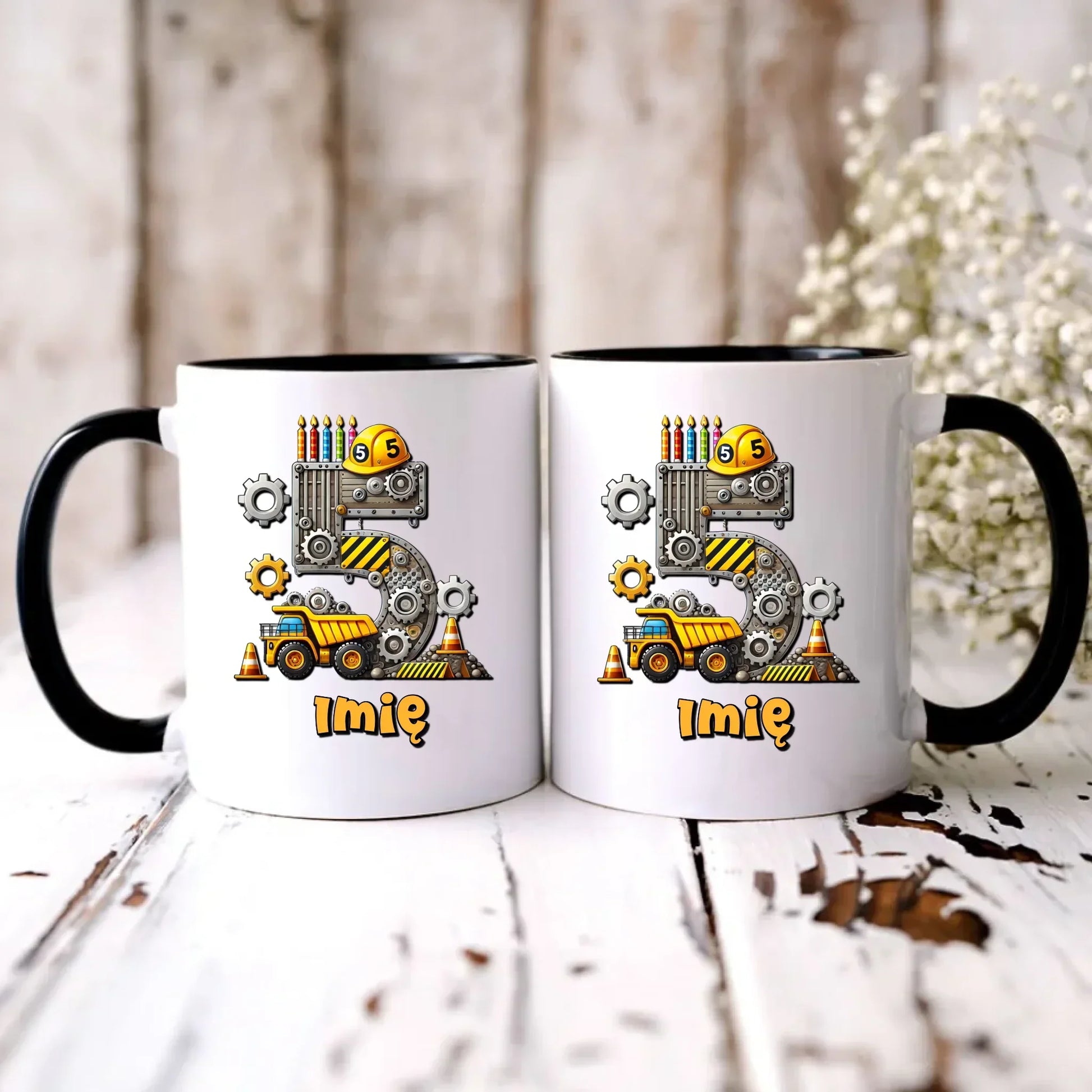 Koparka, konstrukcja | Kubek na 5. urodziny dla chłopca U39 - StoryCups.pl