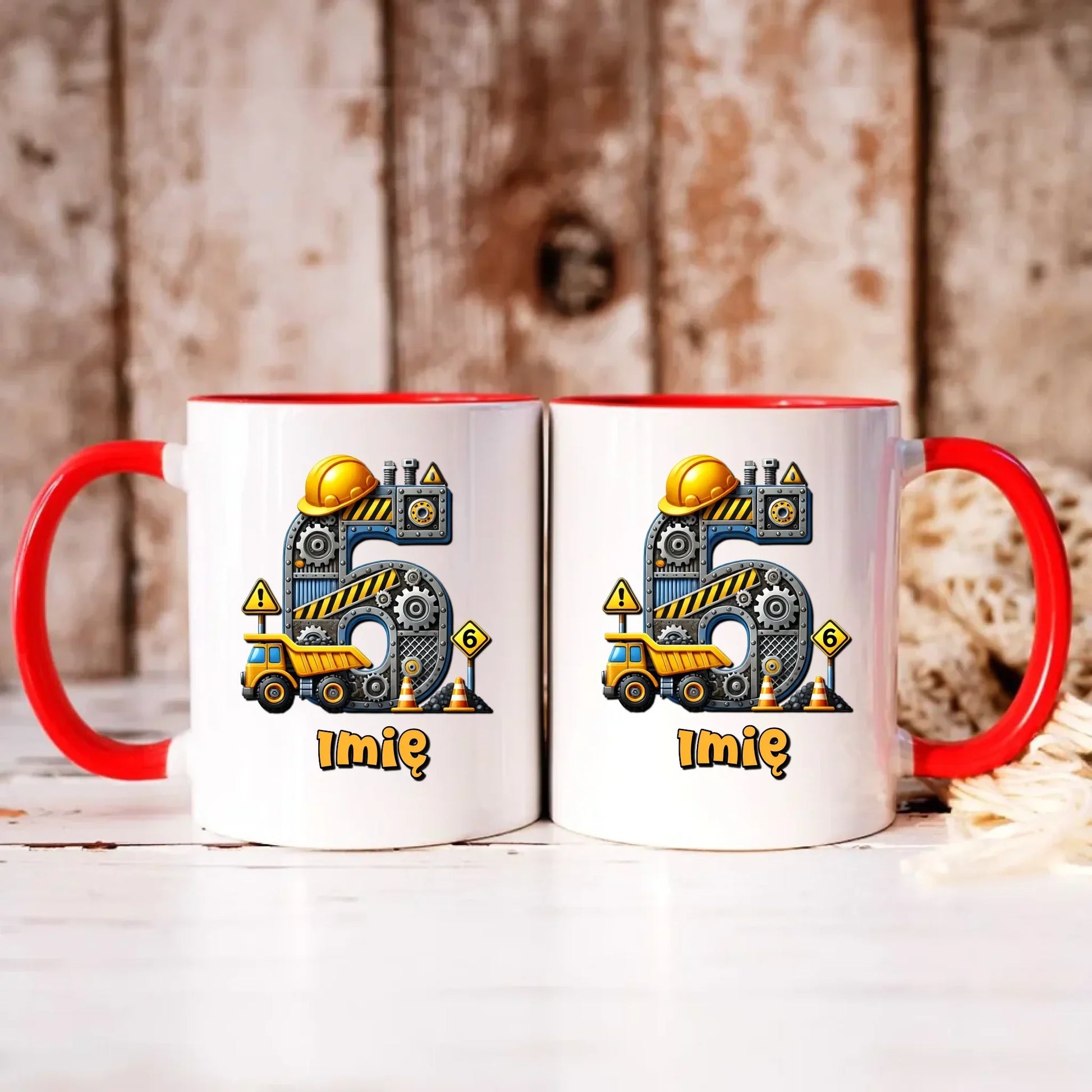 Koparka, konstrukcja | Kubek na 6. urodziny dla chłopca U40 - StoryCups.pl