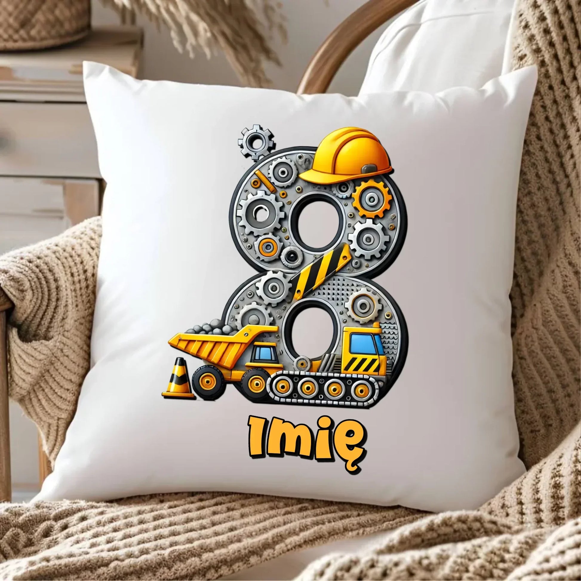 Koparka, konstrukcja | Poduszka na 8. urodziny dla chłopca U42 - StoryCups.pl