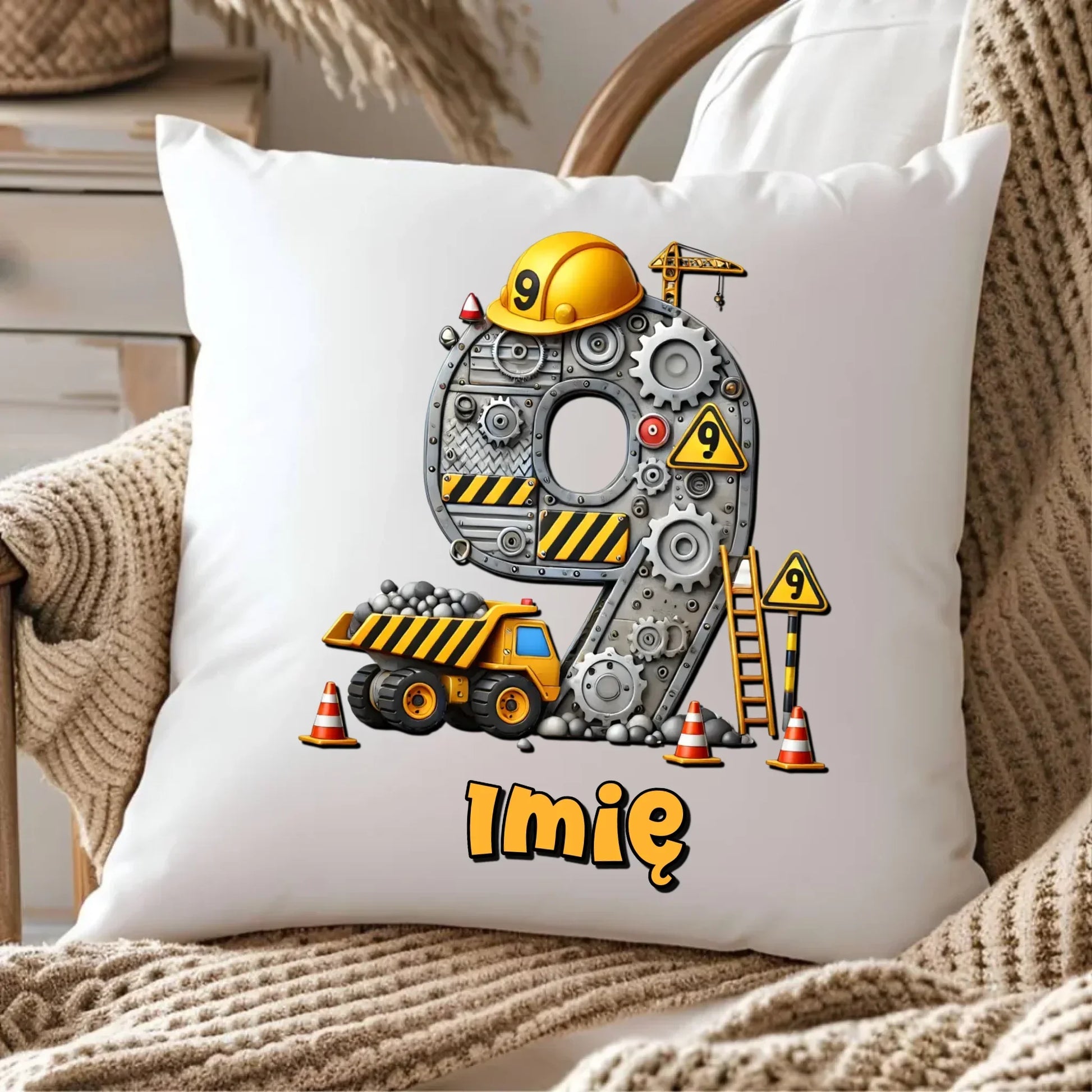 Koparka, konstrukcja | Poduszka na 9. urodziny dla chłopca U43 - StoryCups.pl