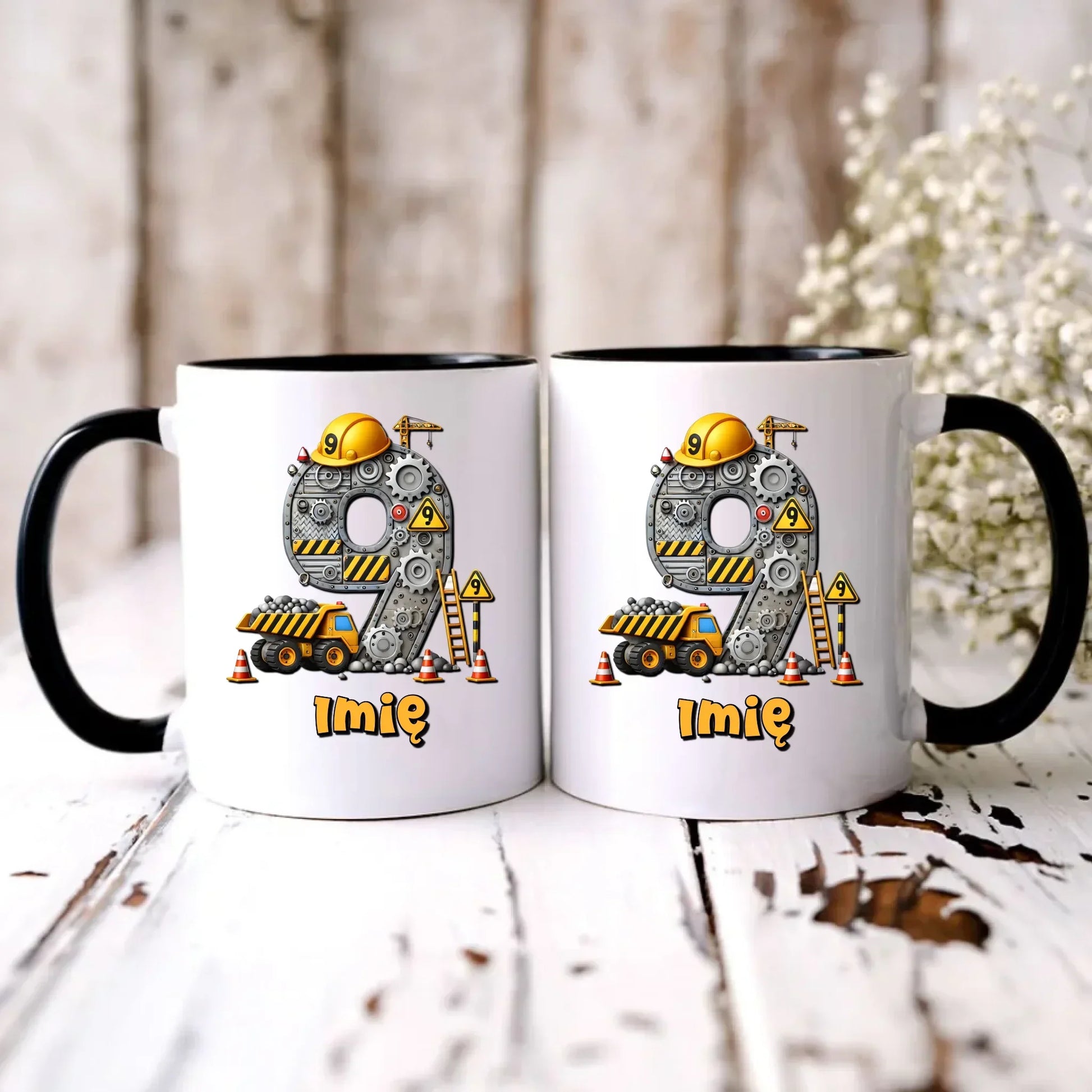 Koparka, konstrukcja | Kubek na 9. urodziny dla chłopca U43 - StoryCups.pl