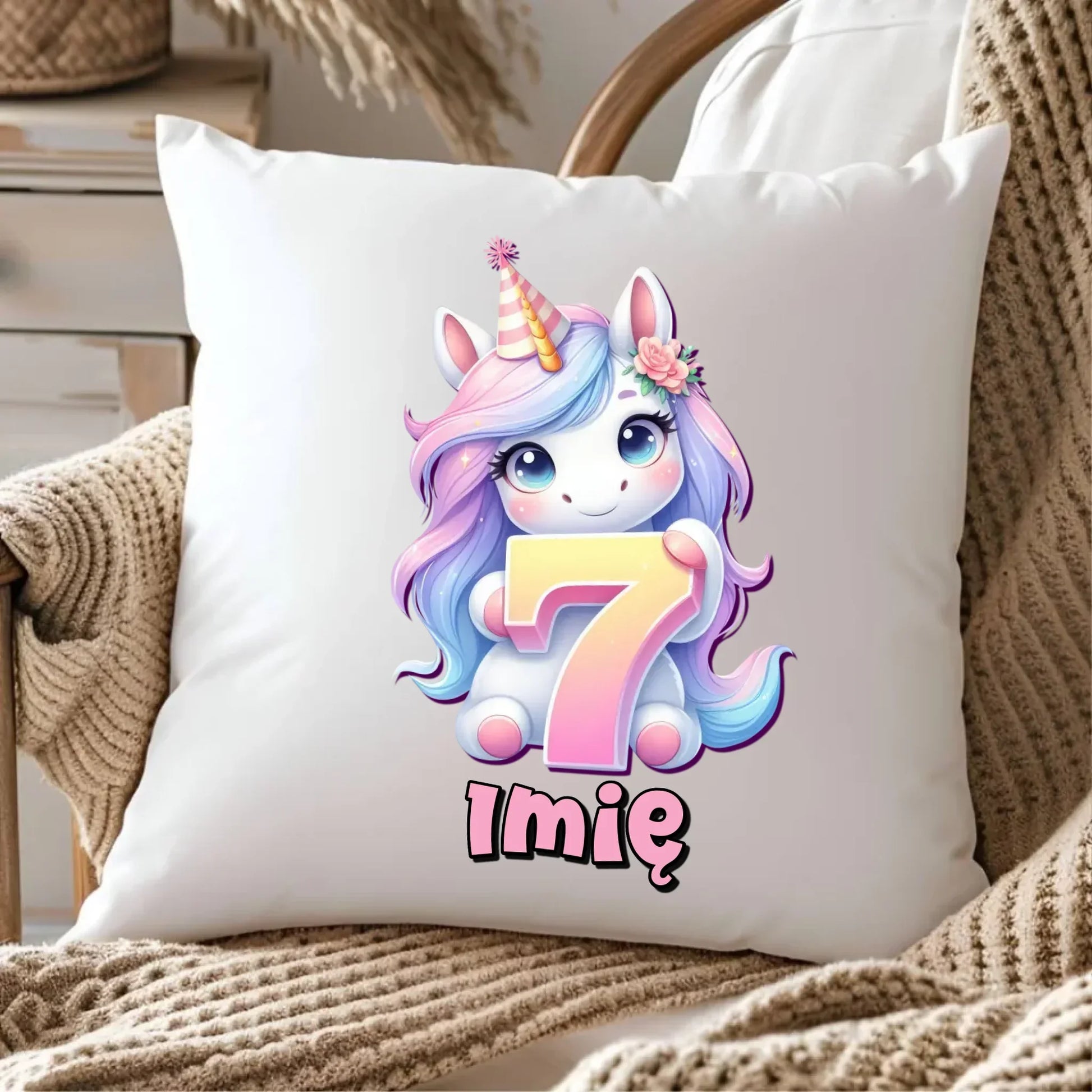 Jednorożec | Poduszka na 7. urodziny dla dziewczynki U51 - StoryCups.pl