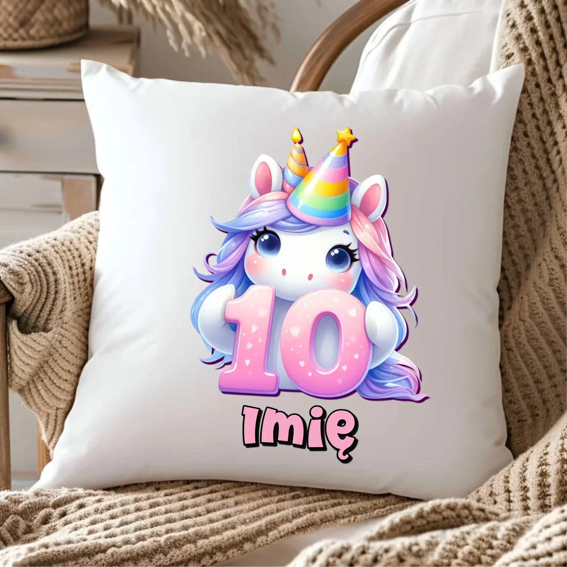 Jednorożec | Poduszka na 10. urodziny dla dziewczynki U54 - StoryCups.pl
