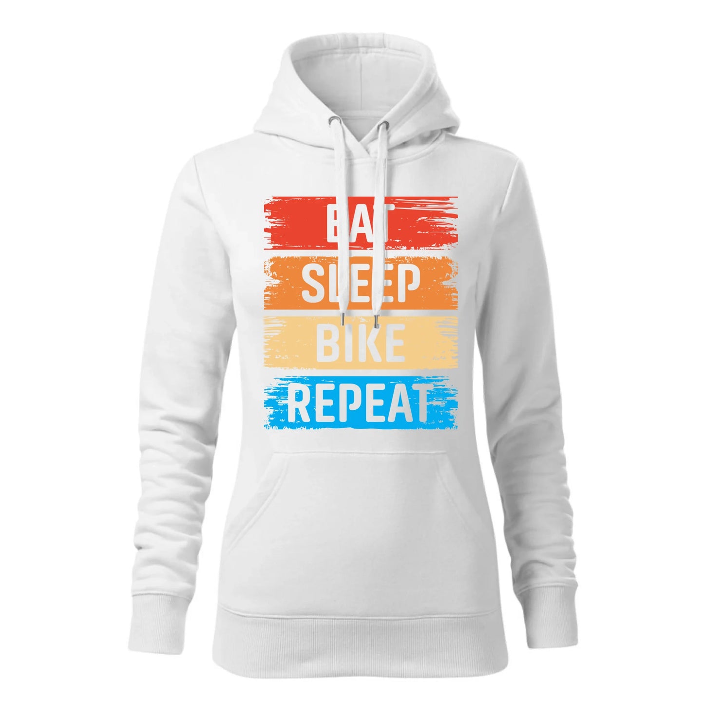 Biała bluza damska z kapturem dla rowerzystki ROWER bluza hoodie