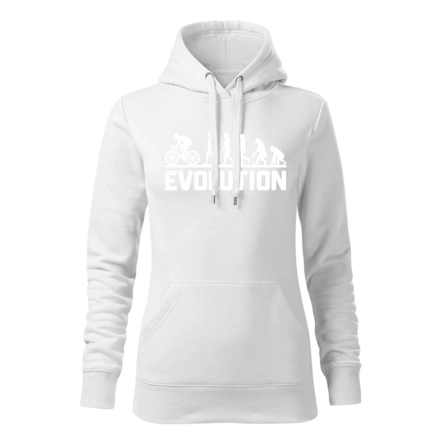 Biała bluza damska z kapturem dla rowerzystki ROWER bluza hoodie