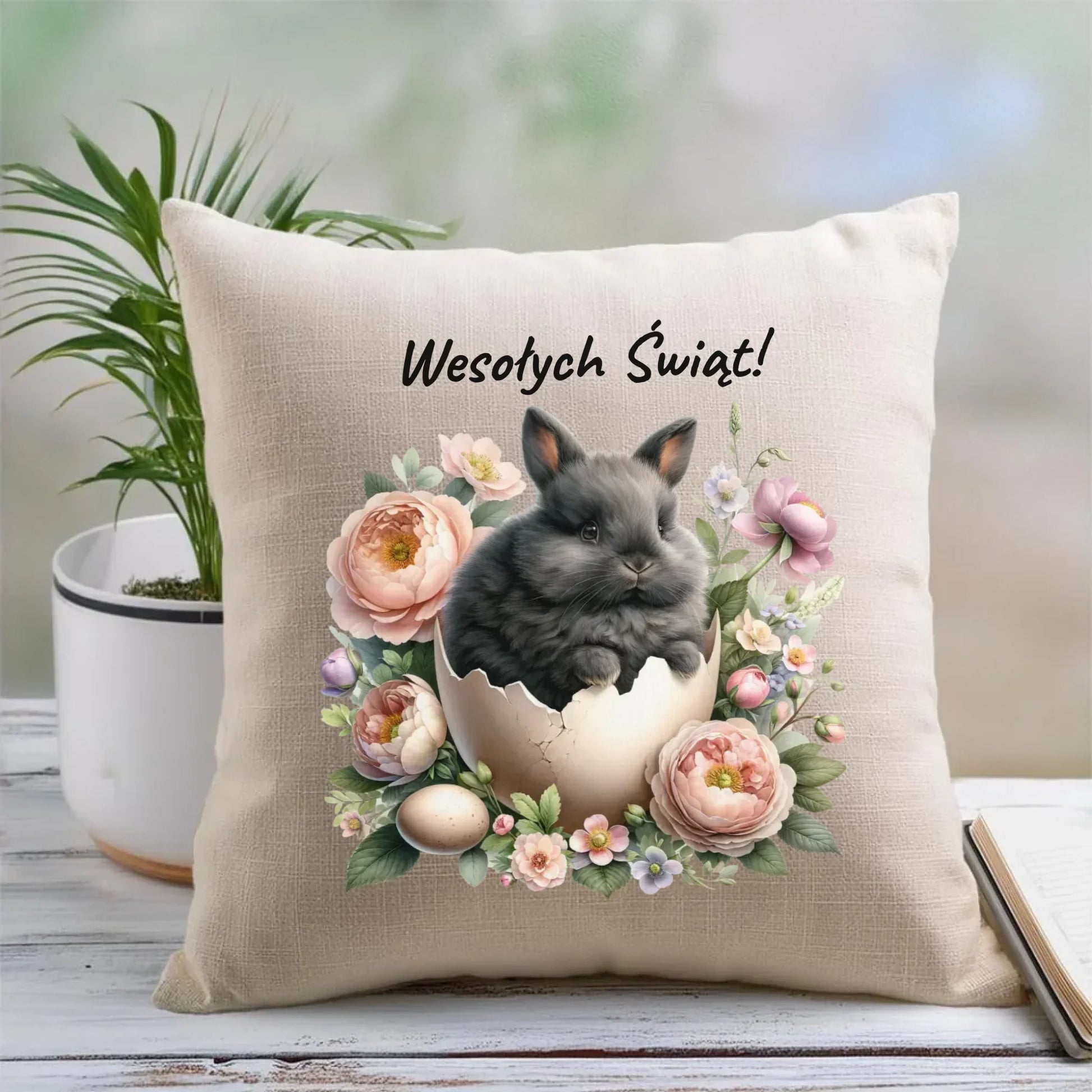 Zajączek w pisance | Poduszka na Wielkanoc WN03 - StoryCups.pl