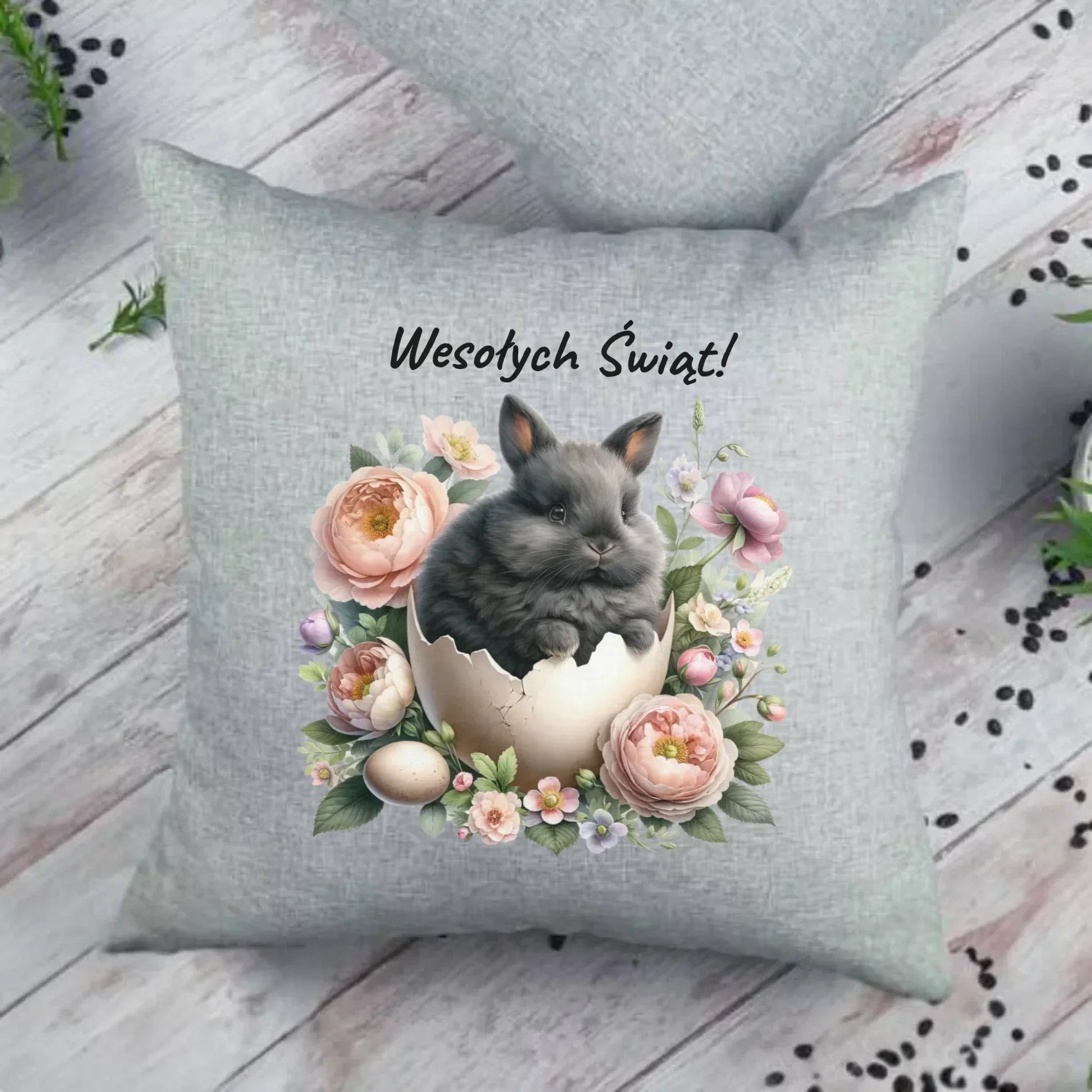 Zajączek w pisance | Poduszka na Wielkanoc WN03 - StoryCups.pl