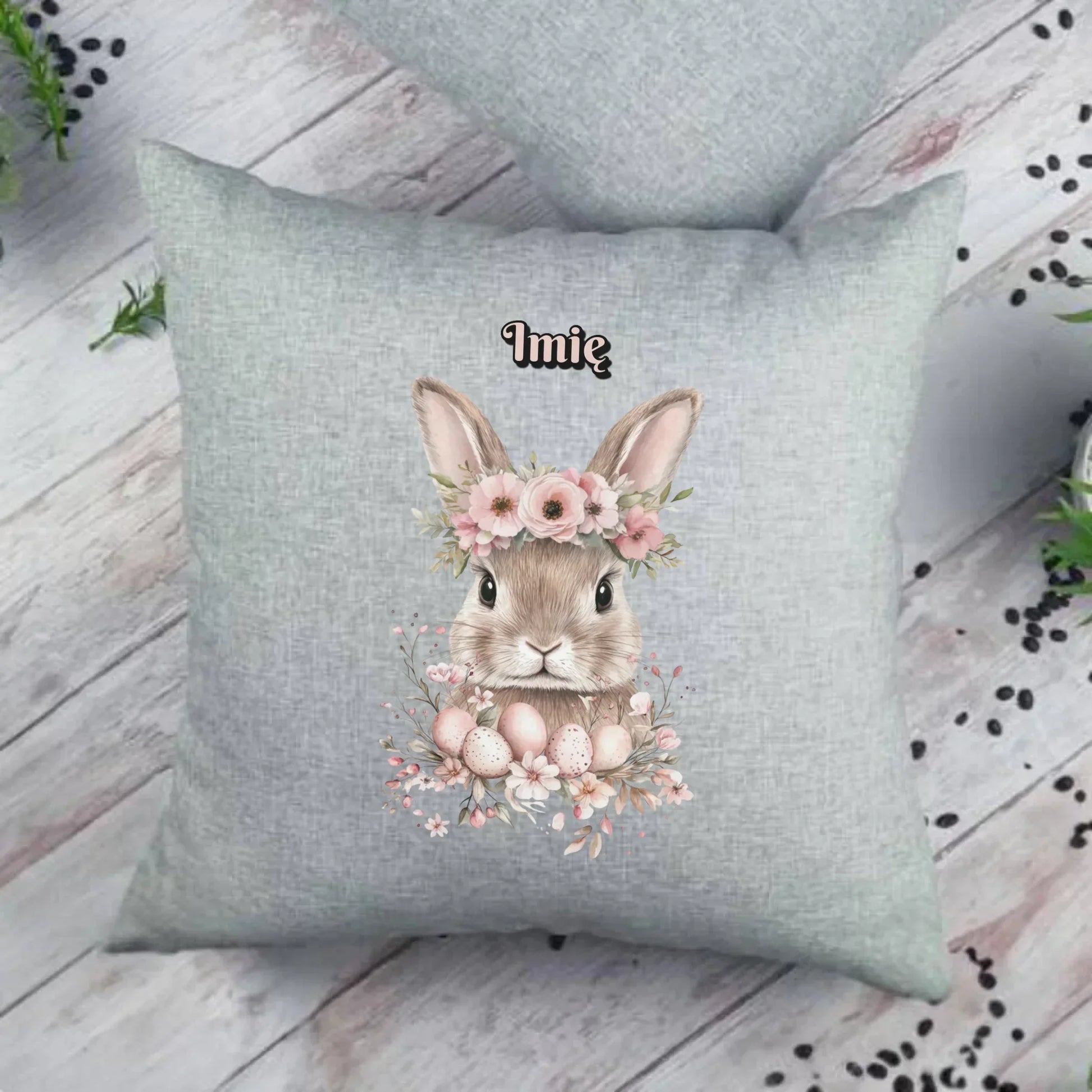 Zajączek z wiankiem | Poduszka na Wielkanoc WN05 - StoryCups.pl