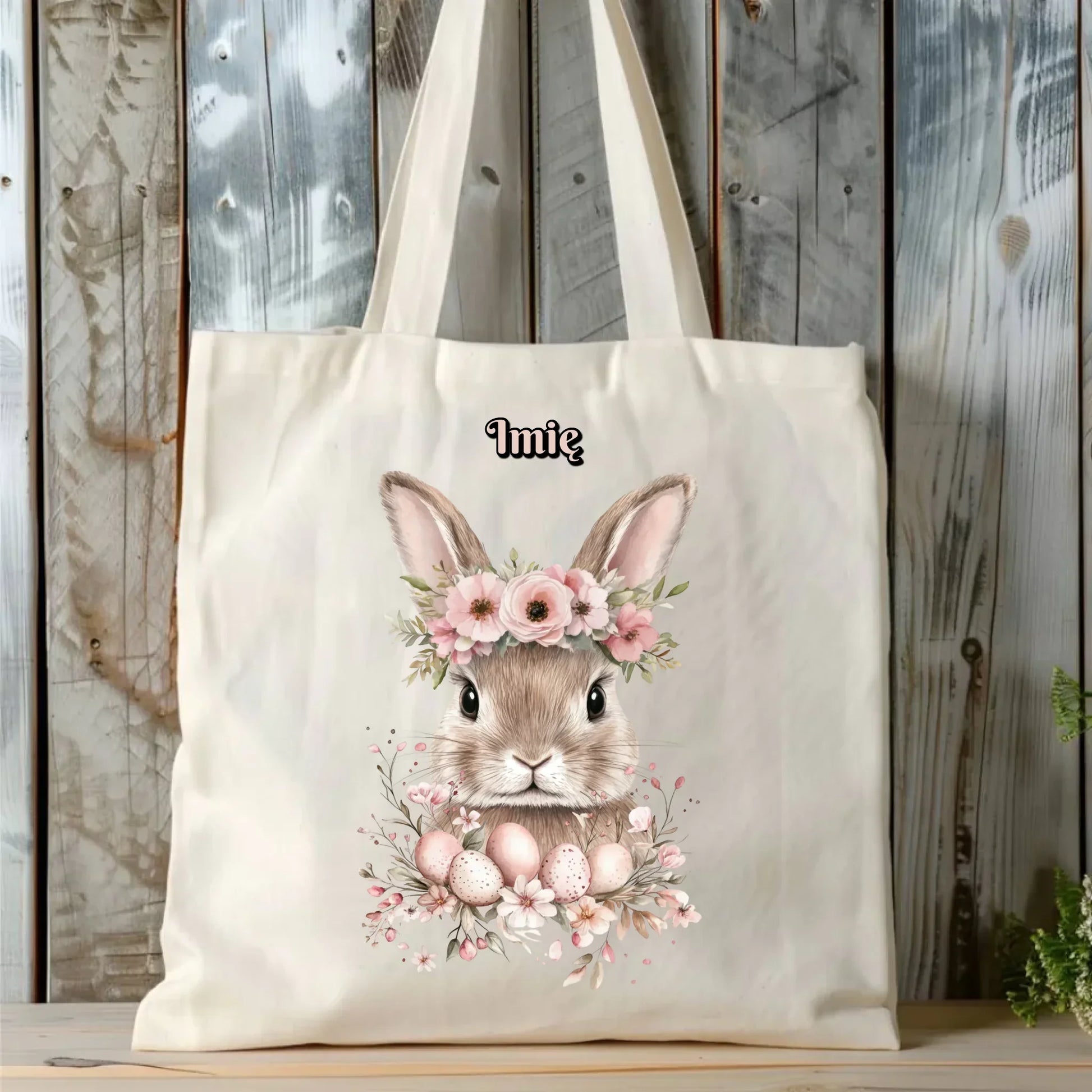 Zajączek z wiankiem | Torba na Wielkanoc WN05 - StoryCups.pl