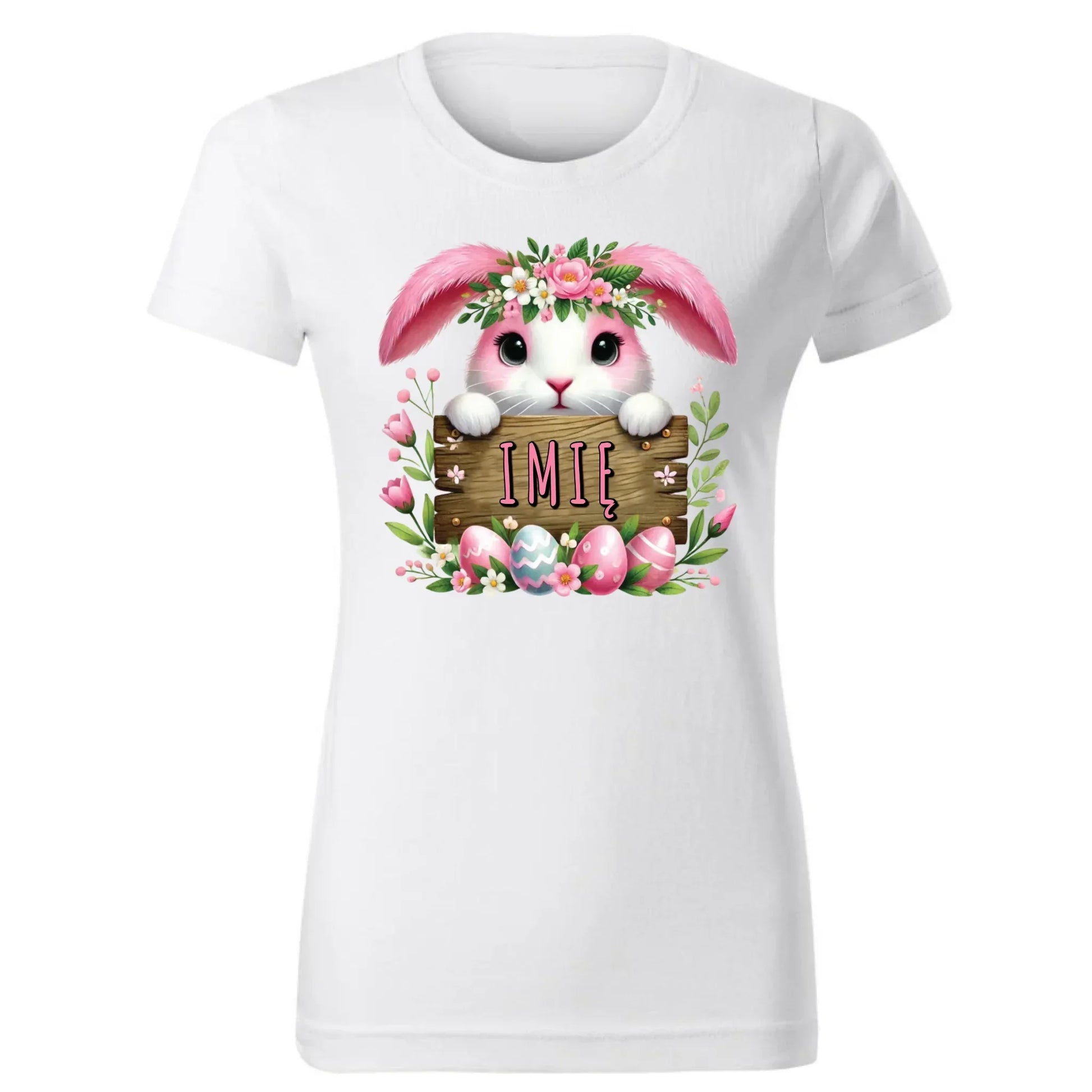 Różowy zając | Koszulka damska na Wielkanoc WN07 - StoryCups.pl