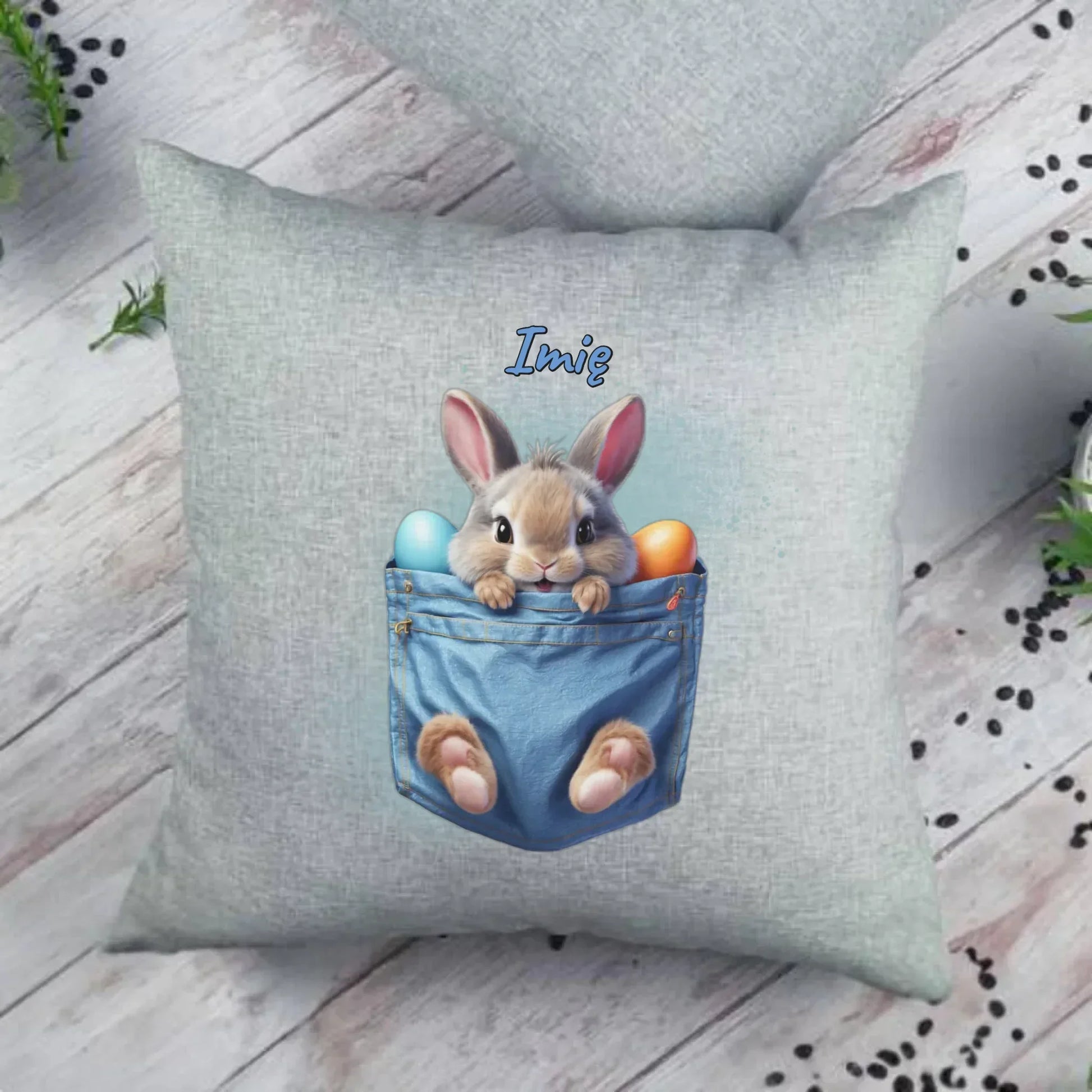 Mały zajączek | Personalizowana poduszka na Wielkanoc WN10 - StoryCups.pl