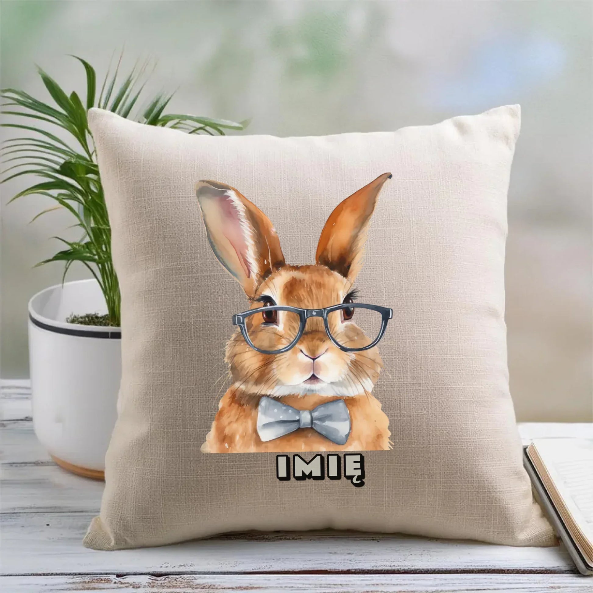 Zając w okularach | Poduszka na Wielkanoc WN12 - StoryCups.pl