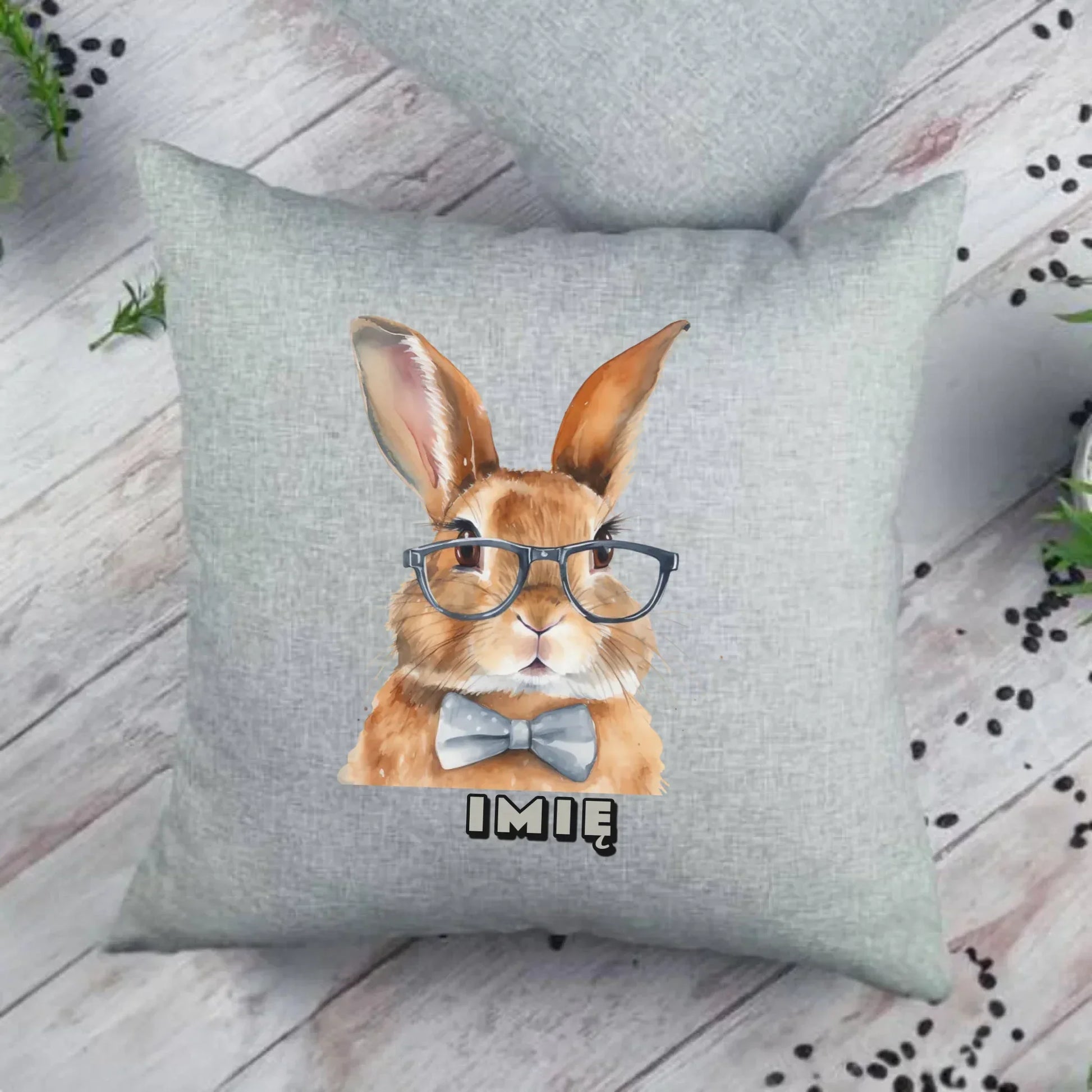 Zając w okularach | Poduszka na Wielkanoc WN12 - StoryCups.pl