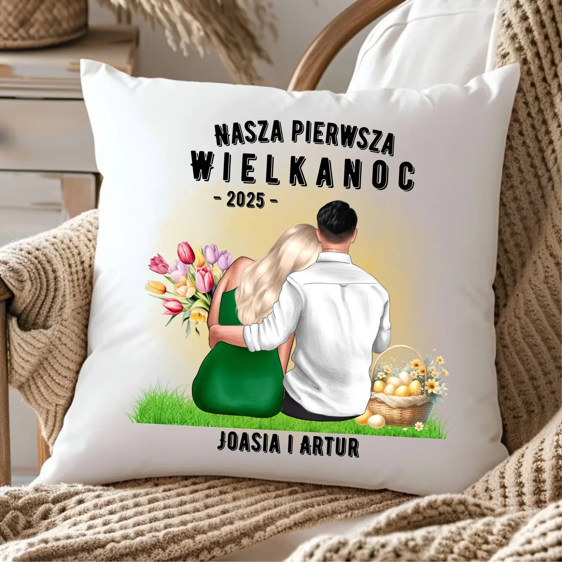 Nasza pierwsza Wielkanoc | Poduszka Wielkanocna dla par WN16 - StoryCups.pl