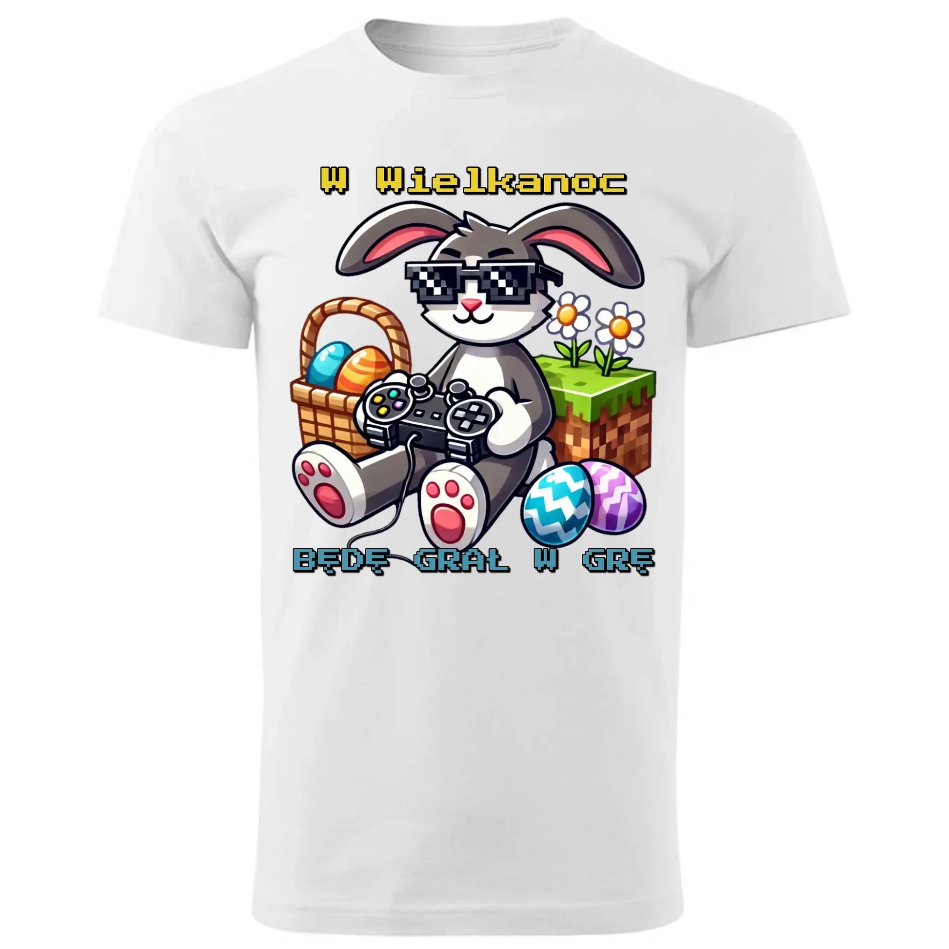 Zajączek Minecraft | Koszulka męska na Wielkanoc WN22 - StoryCups.pl